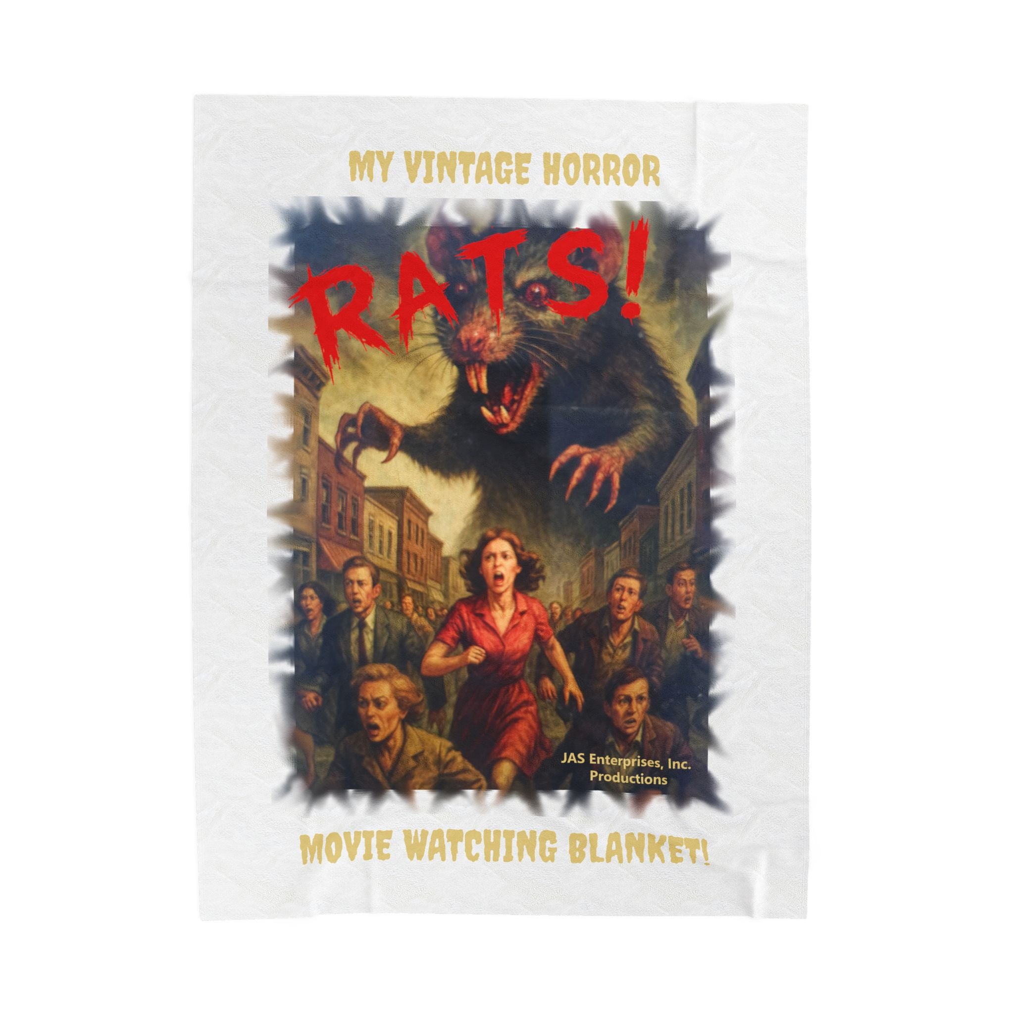 RBL: "RATS!" Logo - MY VINTAGE HORROR... - Velveteen Plush Blanket (White)