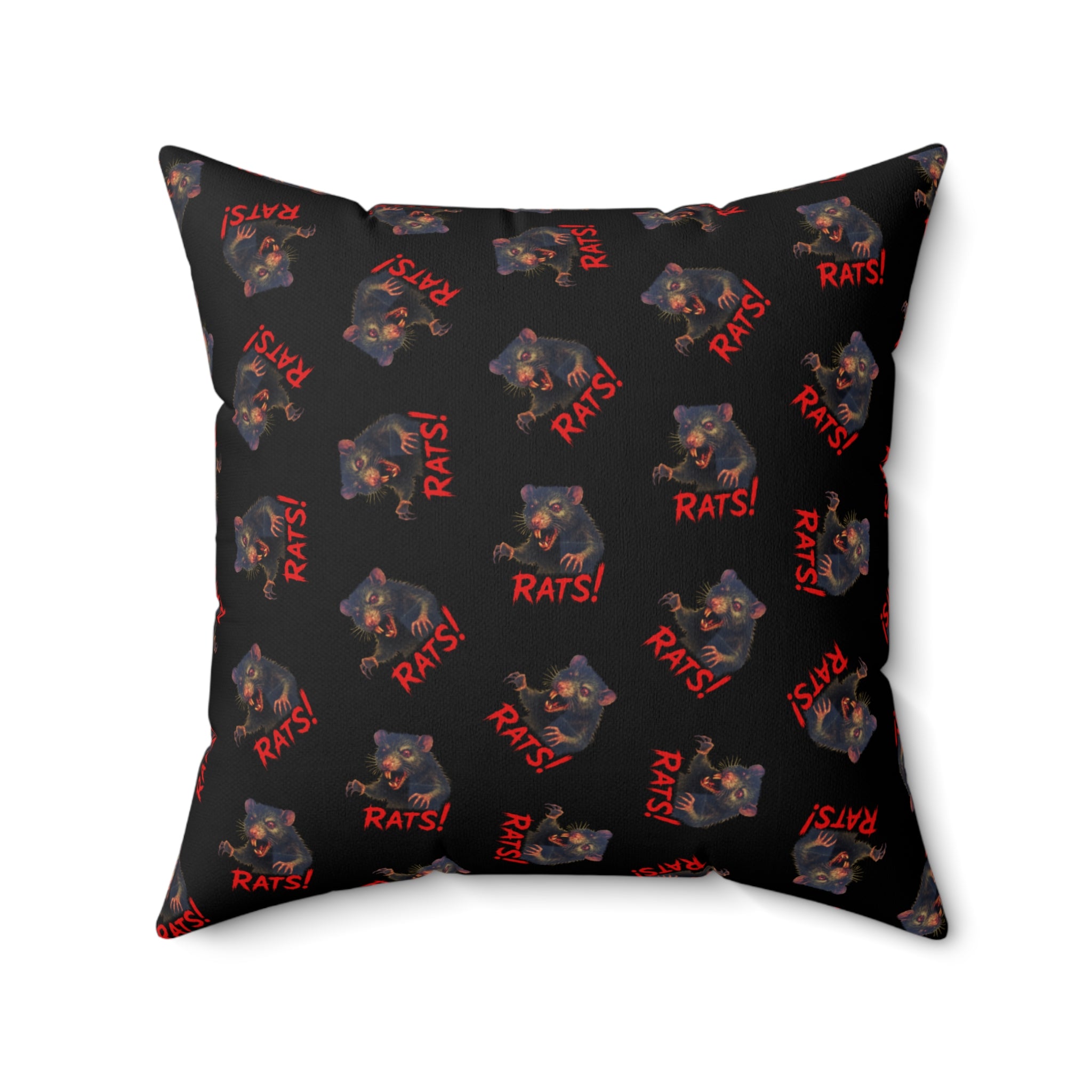 RPW: "RAT" (Multi) - Polyester Throw Pillow - (Black)
