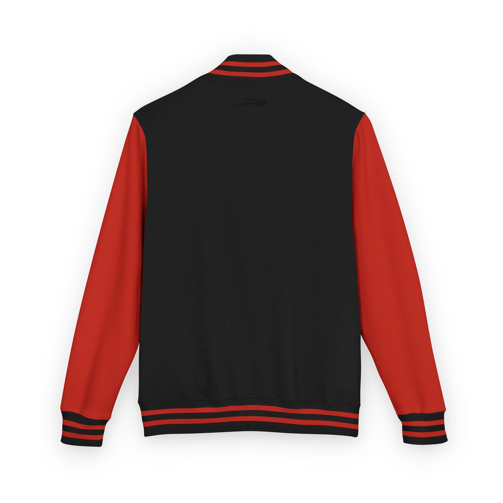RJK: "RATS!" Small Logo (Front) - Unisex Heavyweight Letterman Jacket (Black/Red)