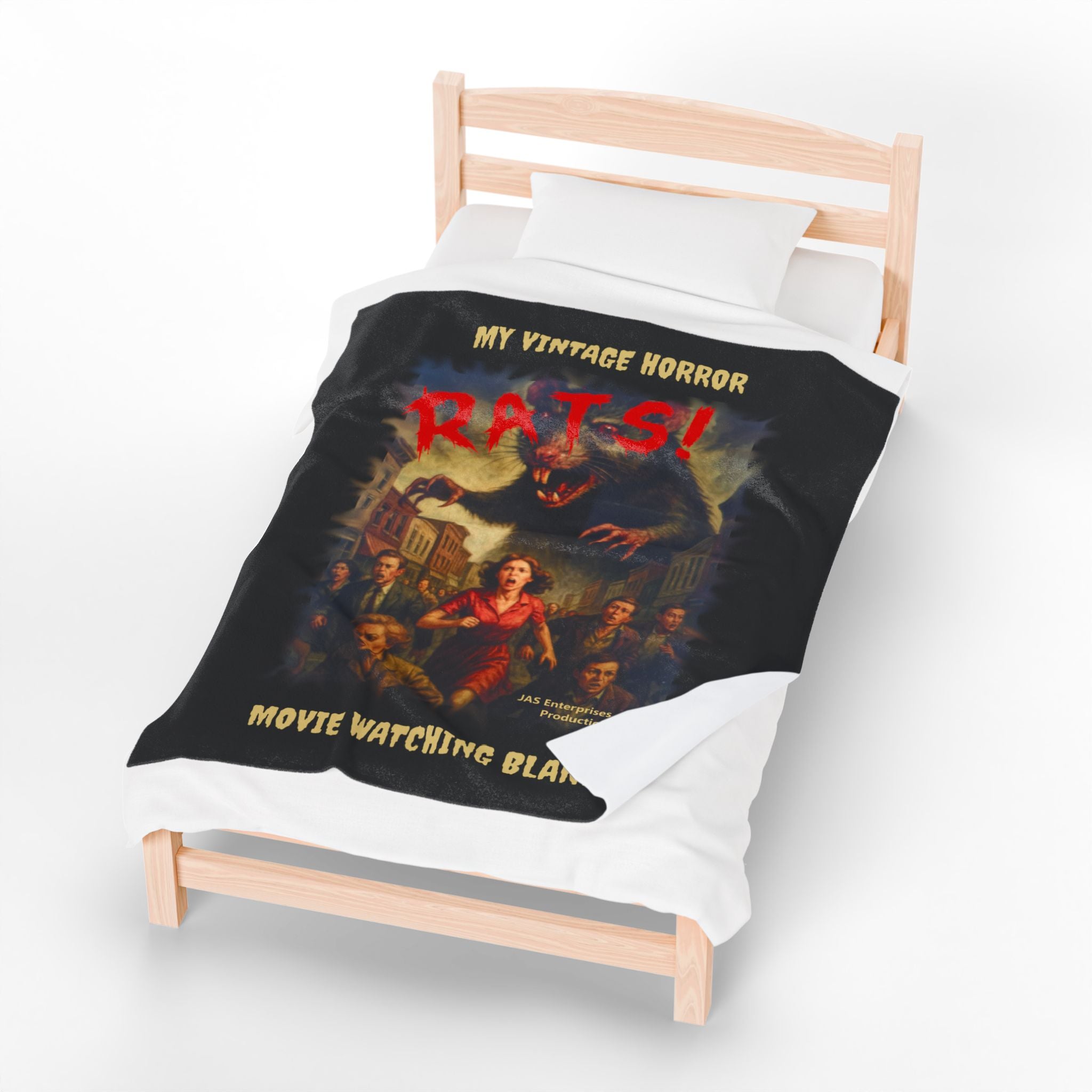 RBL: "RATS!" Logo - MY VINTAGE HORROR... - Velveteen Plush Blanket (Black)