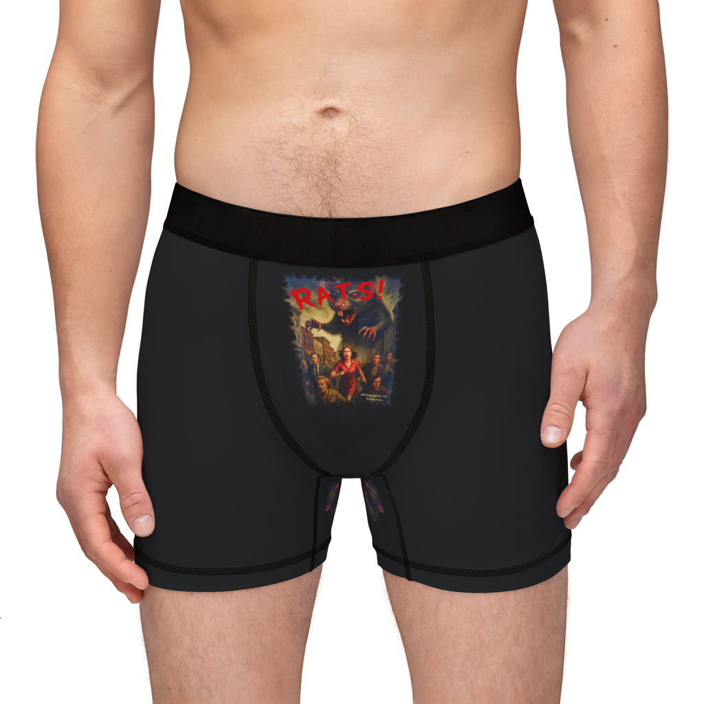 RUG: "RATS!" Logo - "RAT" Underneath - (Blank Back Side) - Men's Boxer Briefs - Black