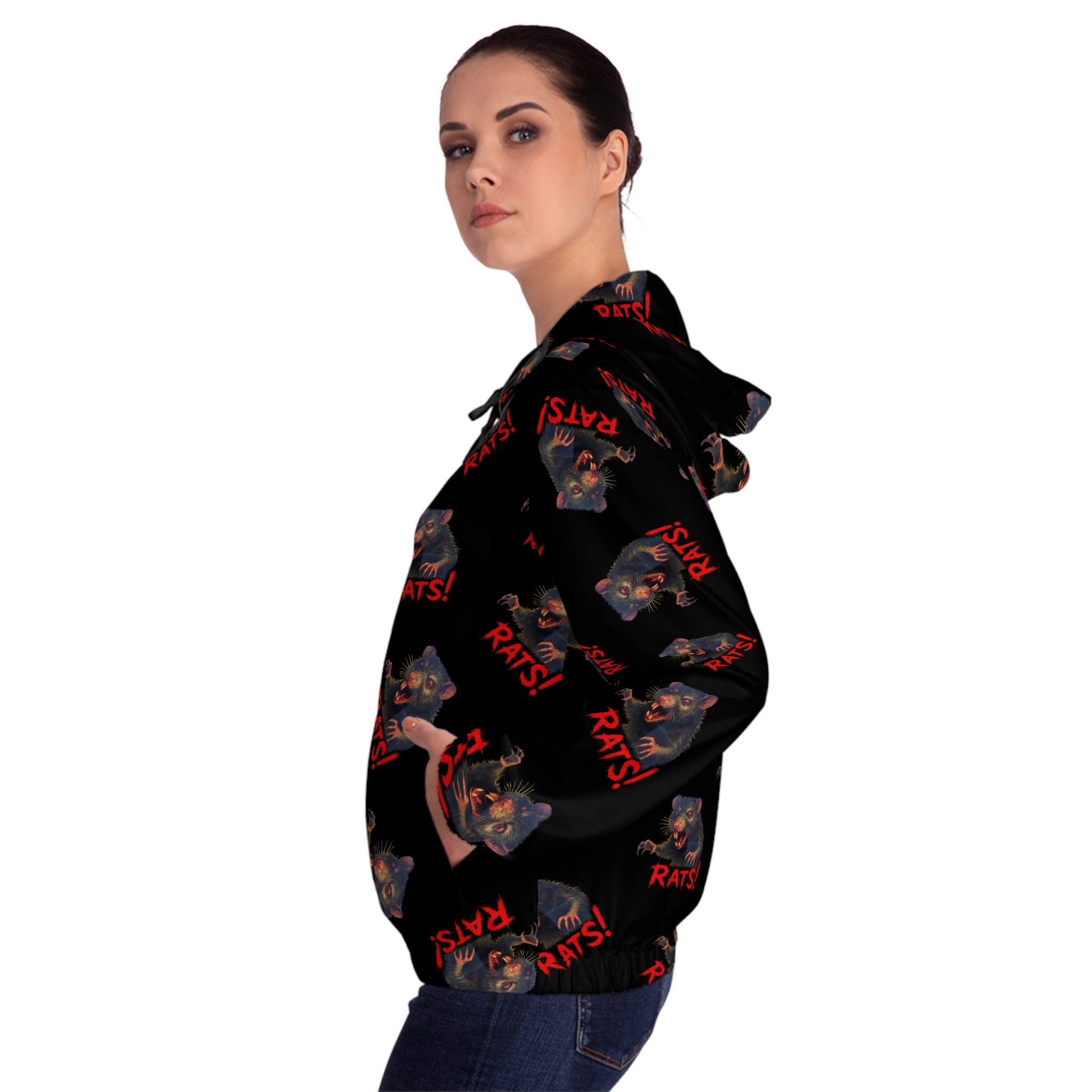 RHD: "RAT" (Multi) - Women’s Full-Zip Hoodie - Black
