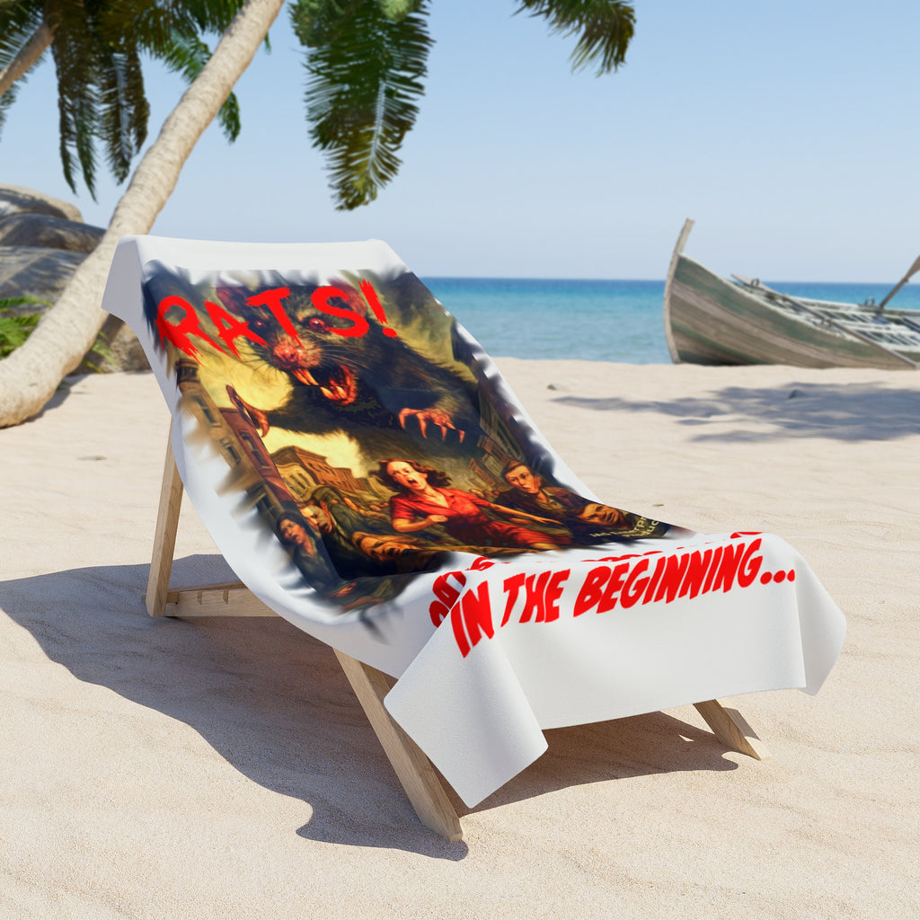 RBT: "RATS!" Movie Title Logo - Beach Towel - White