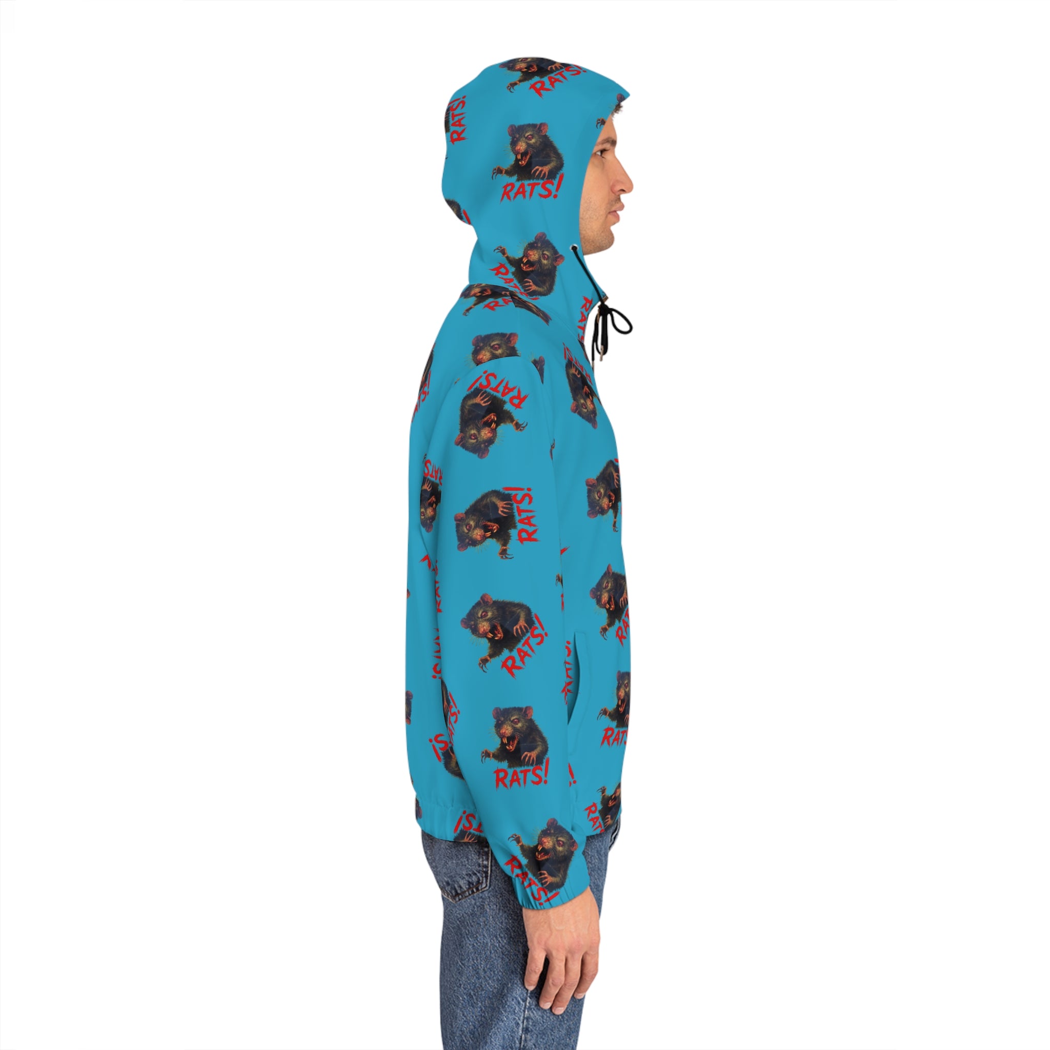 RHD: "RAT" (Multi) - Men's Full-Zip Hoodie - Turquoise