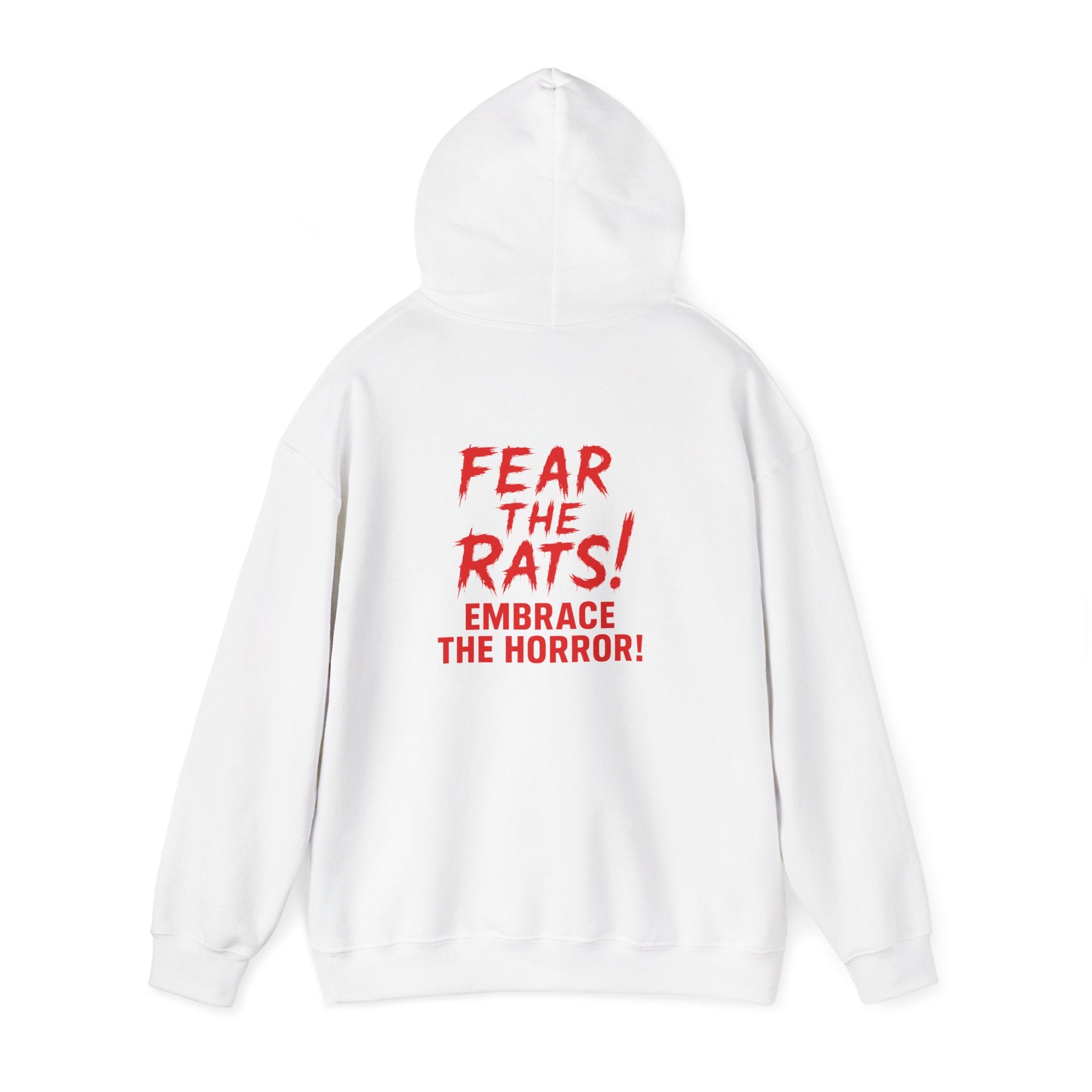 RHD: "RATS!" Logo (Fear the Rats! Embrace the Horror! - Back Side) - Unisex Hoodie (White)