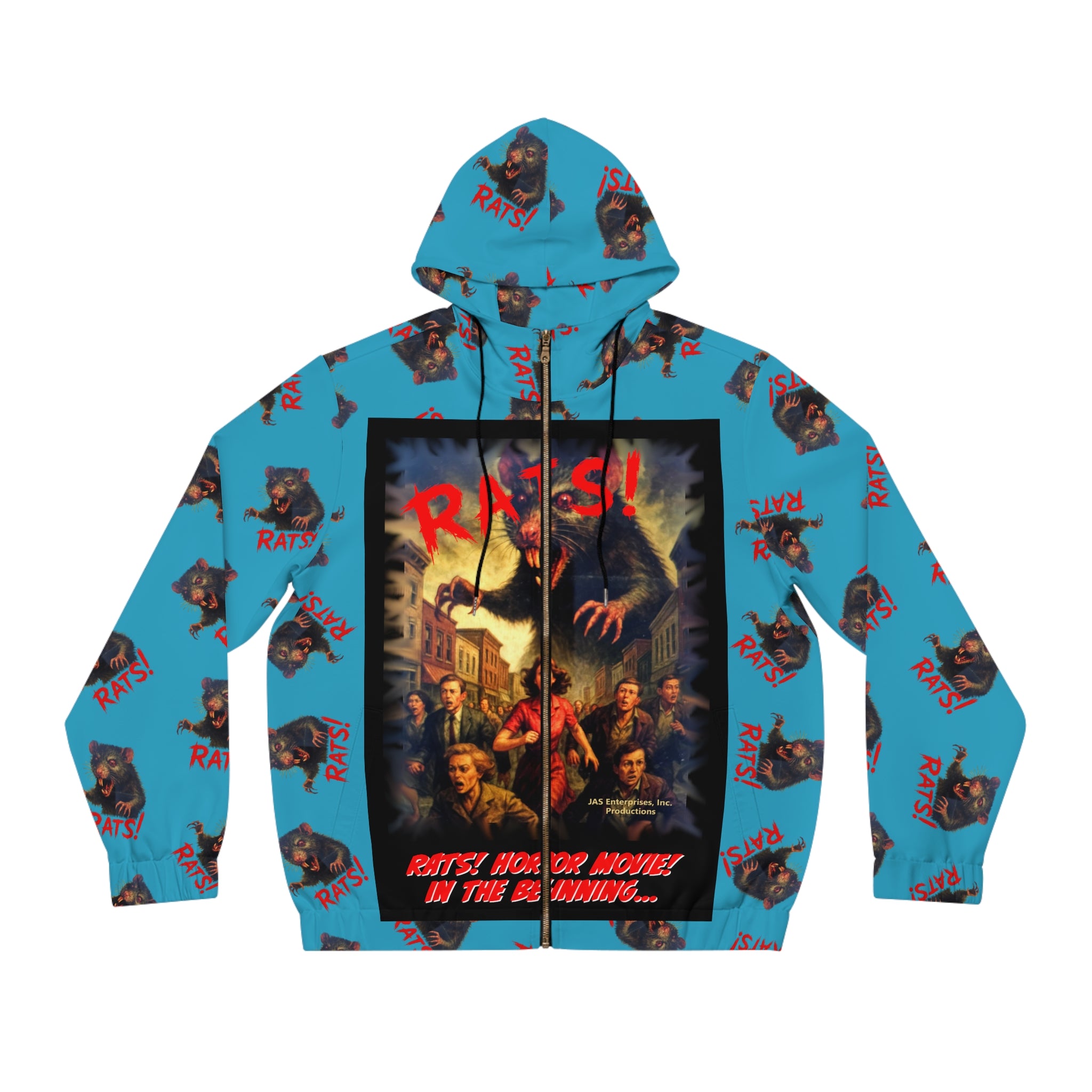 RHD: "RAT" (Multi) - Movie Title Logo - Men's Full-Zip Hoodie - Turquoise