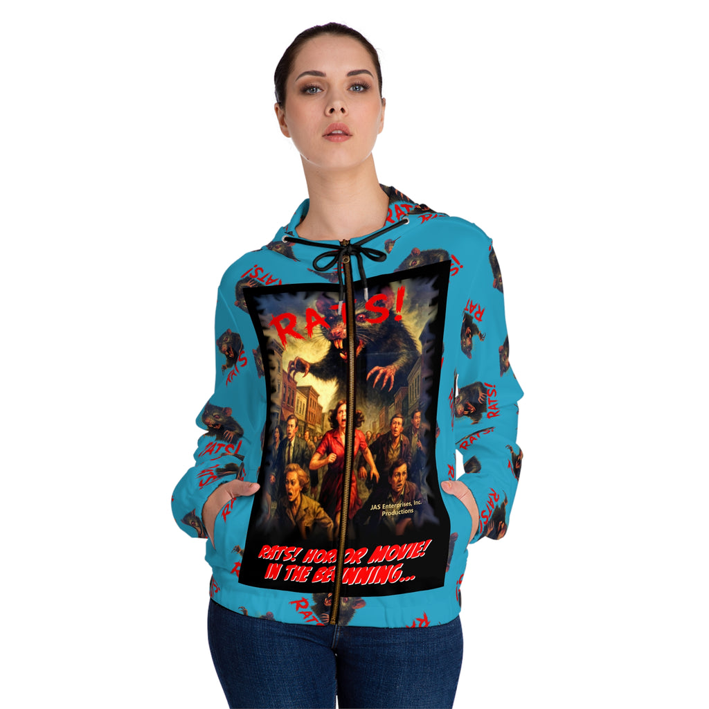 RHD: "RAT" (Multi) - Movie Title Logo - Women’s Full-Zip Hoodie - Turquoise