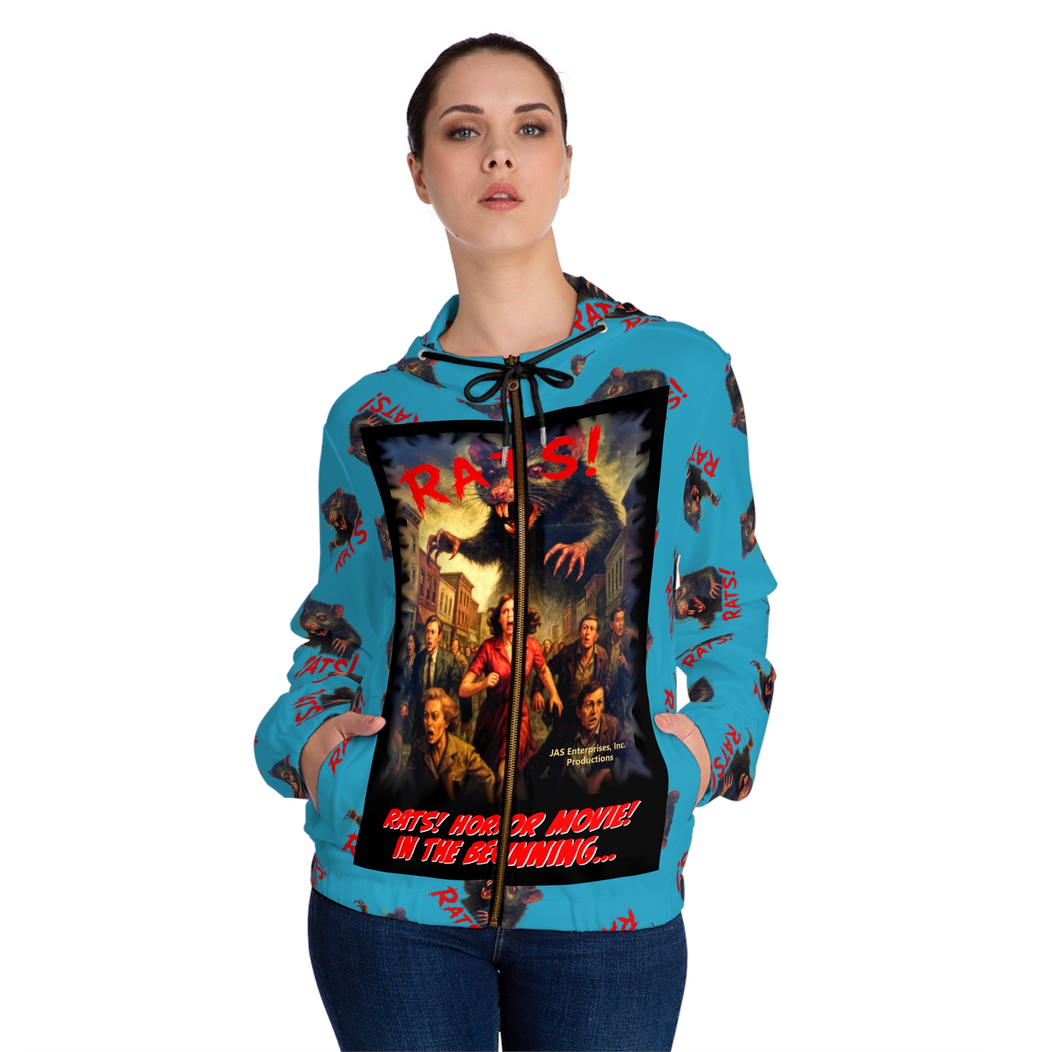 RHD: "RAT" (Multi) - Movie Title Logo - Women’s Full-Zip Hoodie - Turquoise