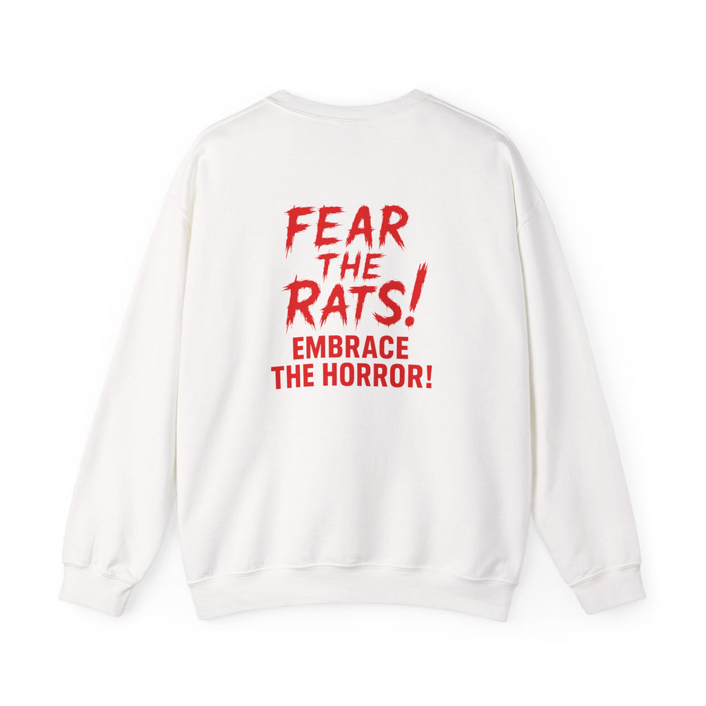 RSS: "RAT" (Fear the Rats! Embrace the Horror! - Back Side) - Unisex Crewneck Sweatshirt (White)