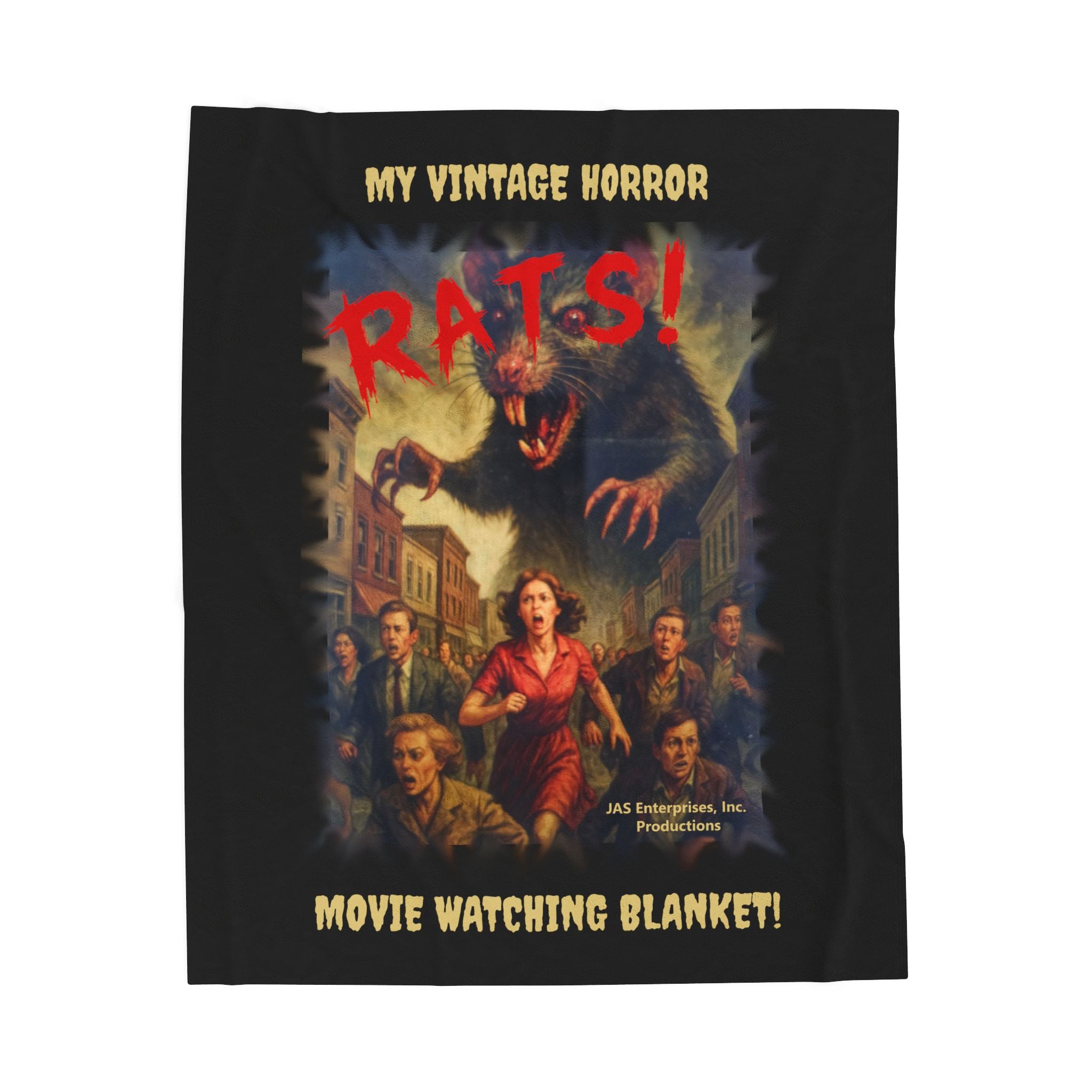 RBL: "RATS!" Logo - MY VINTAGE HORROR... - Velveteen Plush Blanket (Black)