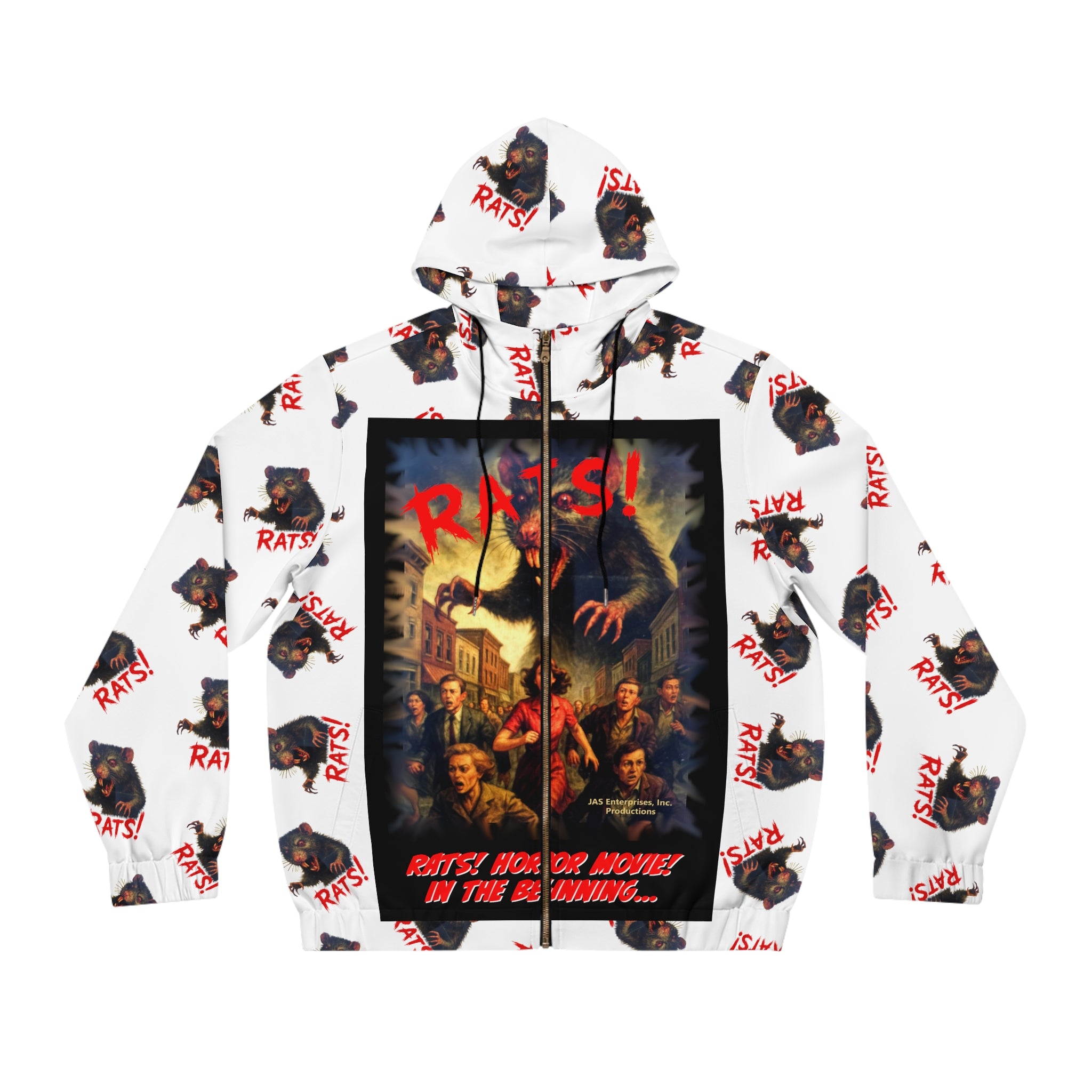 RHD: "RAT" (Multi) - Movie Title Logo - Men's Full-Zip Hoodie - White