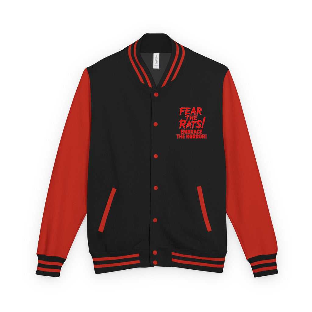 RJK: "RATS!" Logo - Unisex Heavyweight Letterman Jacket (Black/Red)