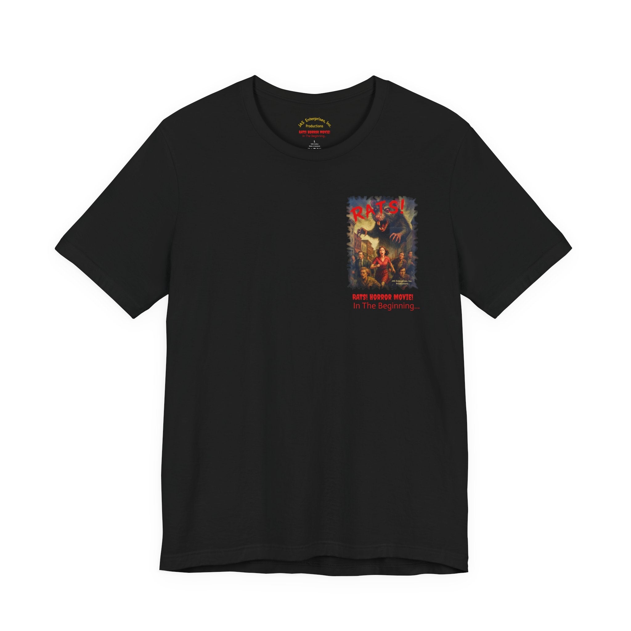 RTS: "RATS!" Small Logo (Front) - Unisex Jersey Short Sleeve Lightweight Tee (Black)