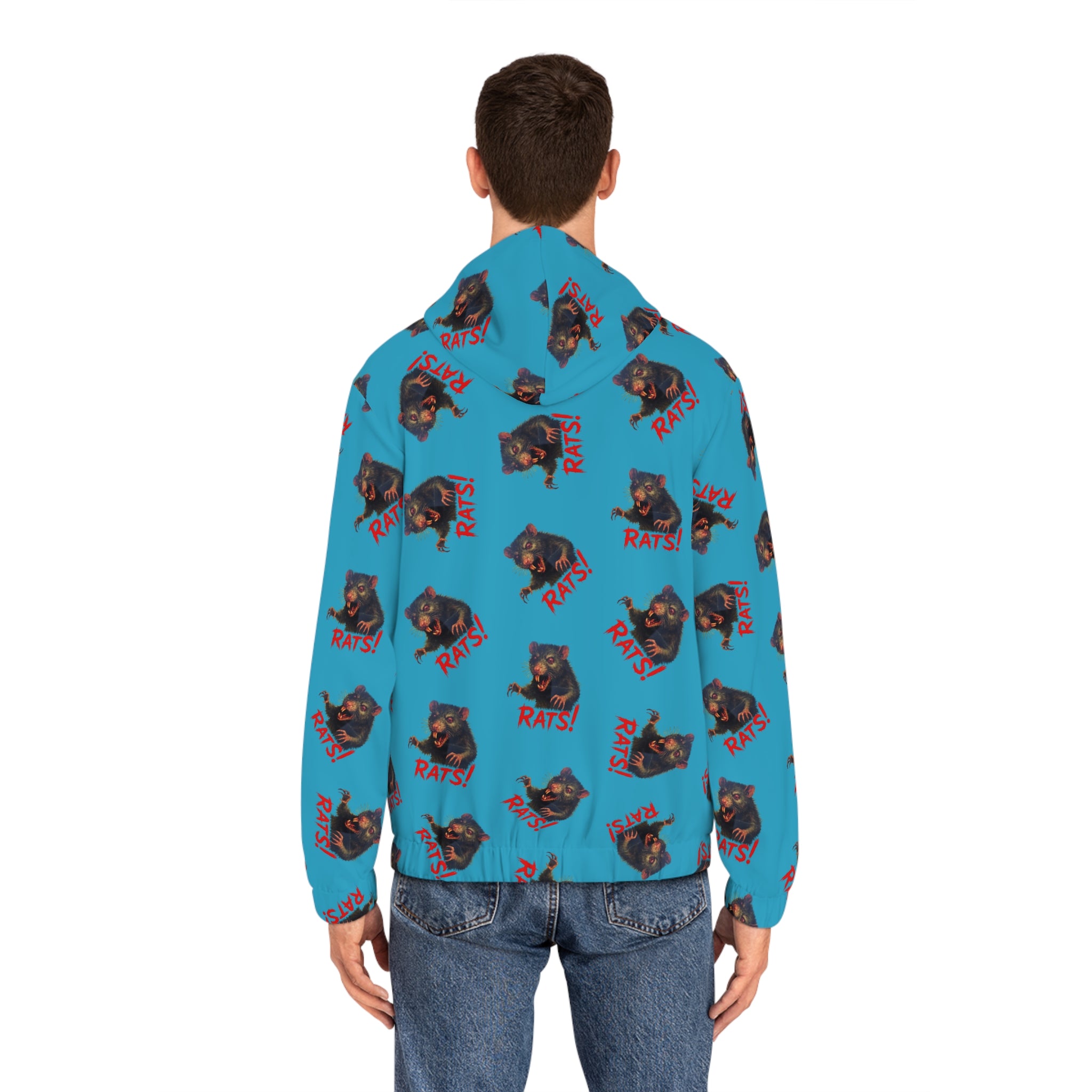 RHD: "RAT" (Multi) - Movie Title Logo - Men's Full-Zip Hoodie - Turquoise