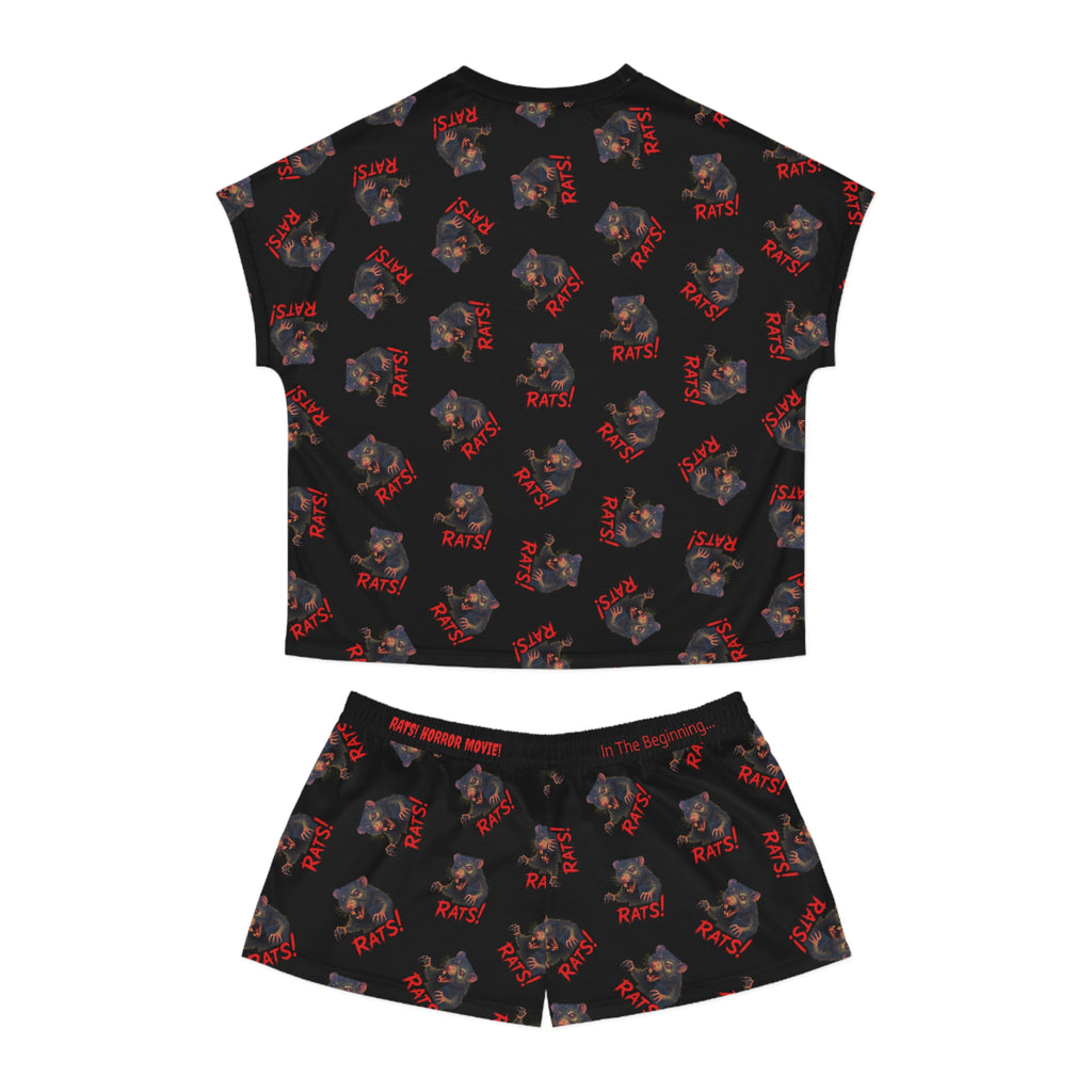 RPJ: "RAT" (Multi) - Women's Short Pajama Set - Black