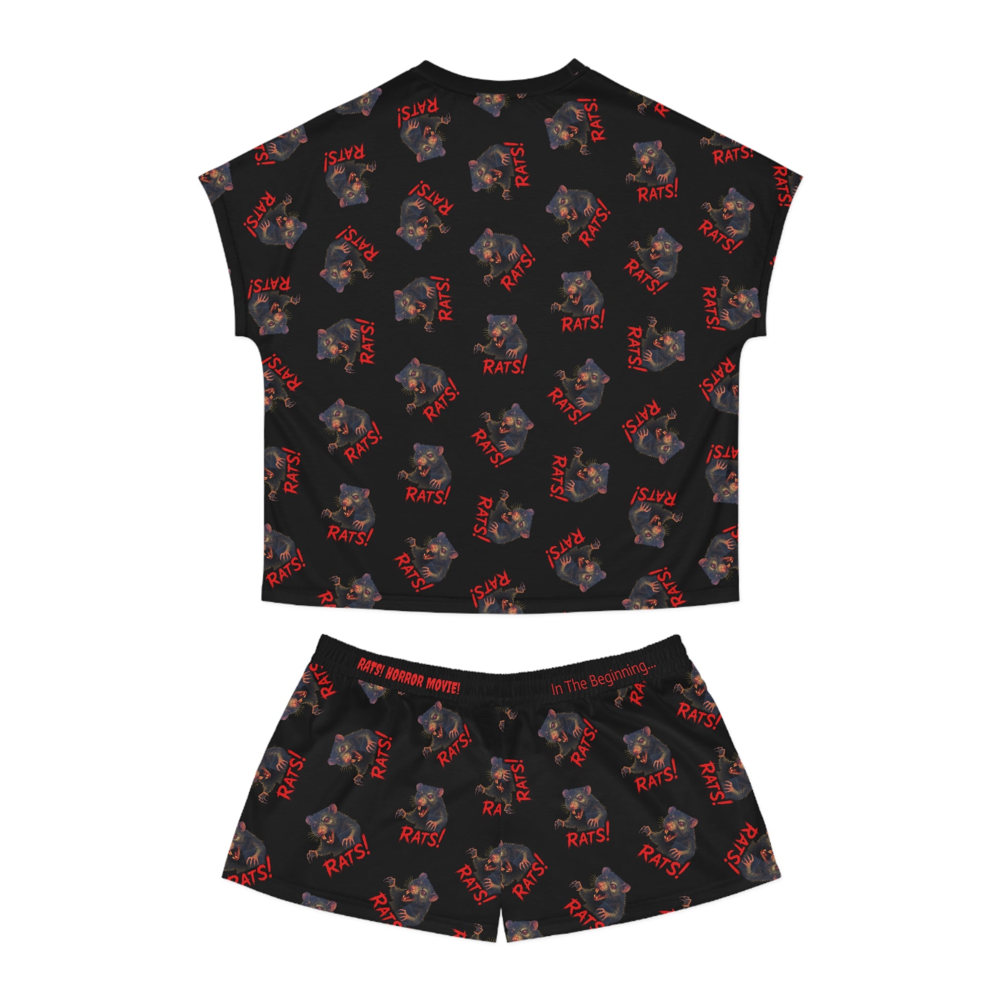 RPJ: "RAT" (Multi) - Women's Short Pajama Set - Black