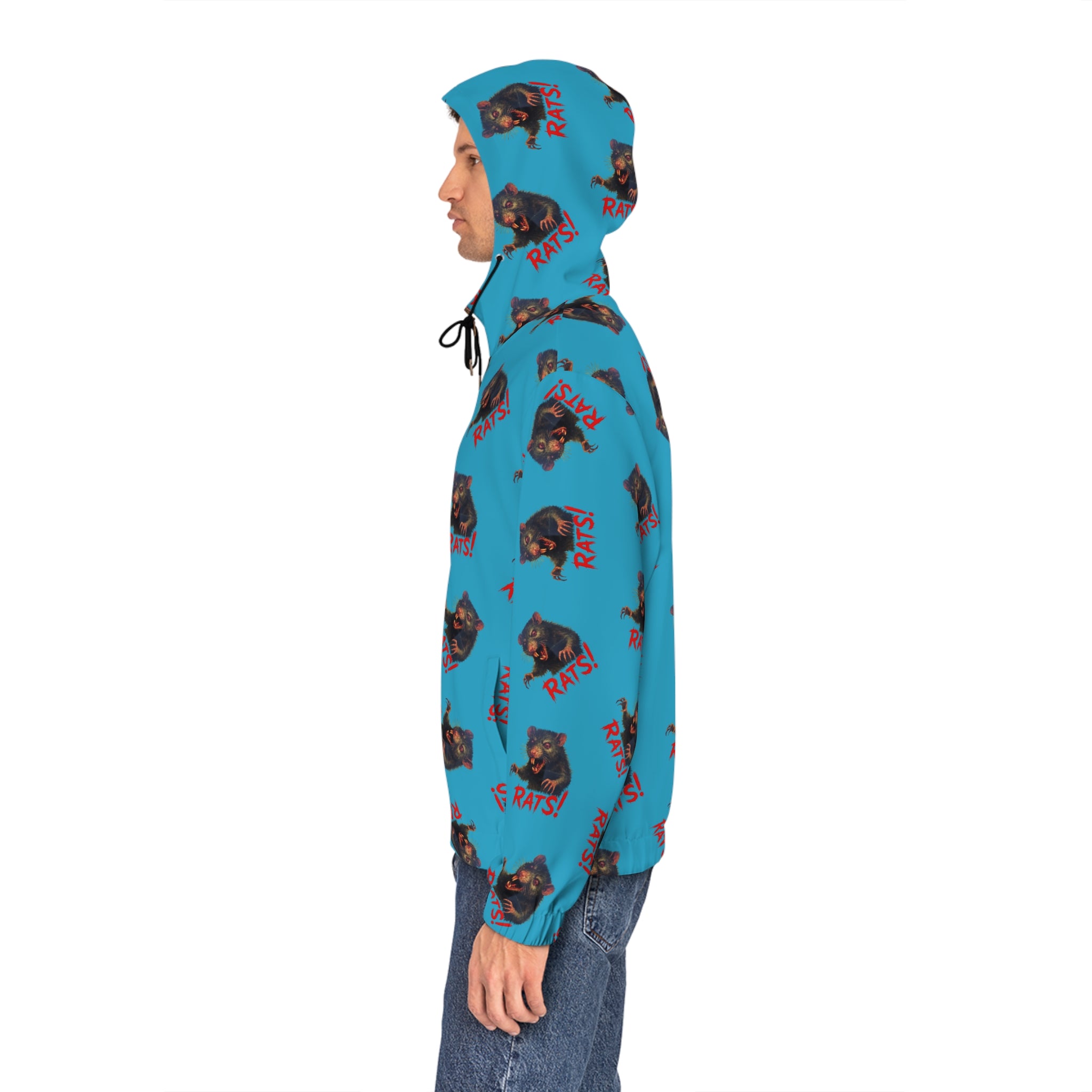 RHD: "RAT" (Multi) - Men's Full-Zip Hoodie - Turquoise