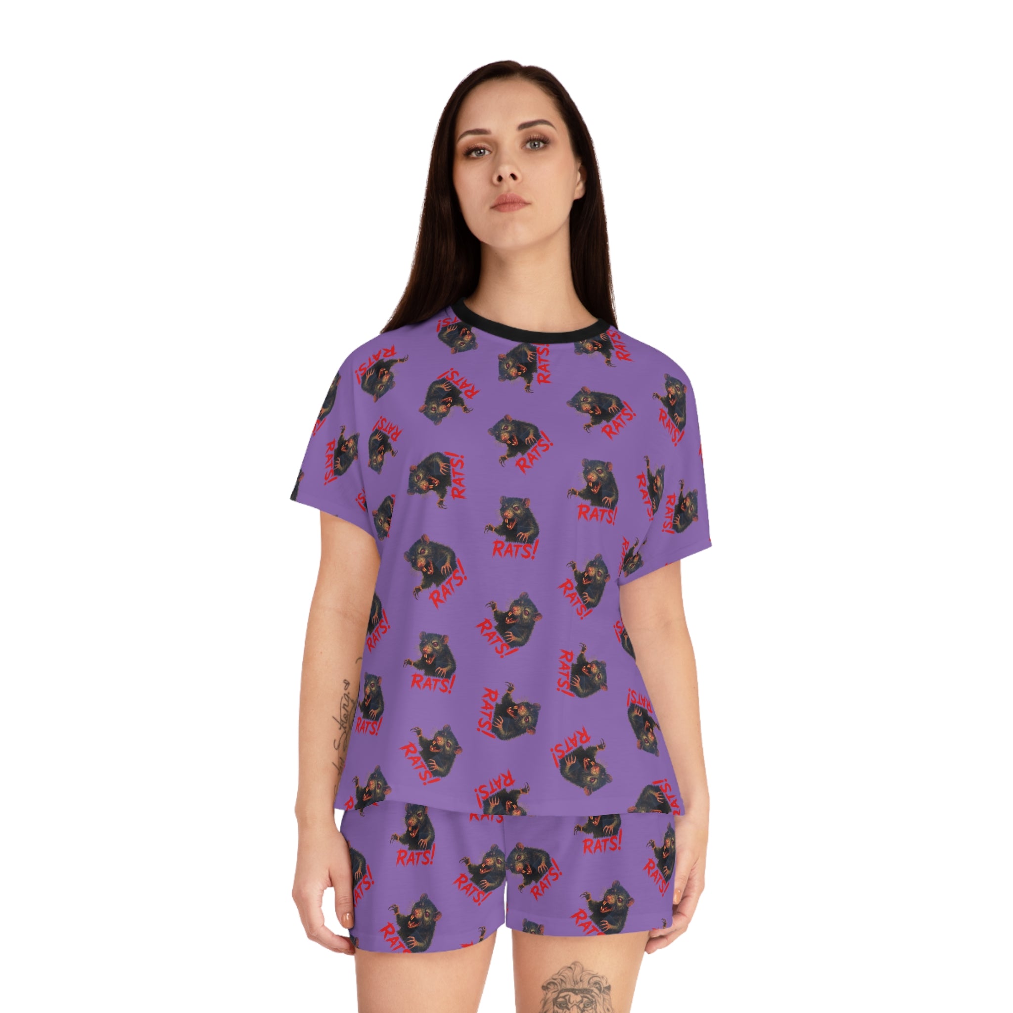 RPJ: "RAT" (Multi) - Women's Short Pajama Set - Lavender
