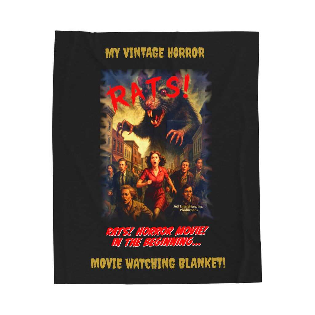 RBL: "RATS!" Movie Title Logo - MY VINTAGE HORROR... (Black) - Velveteen Plush Blanket