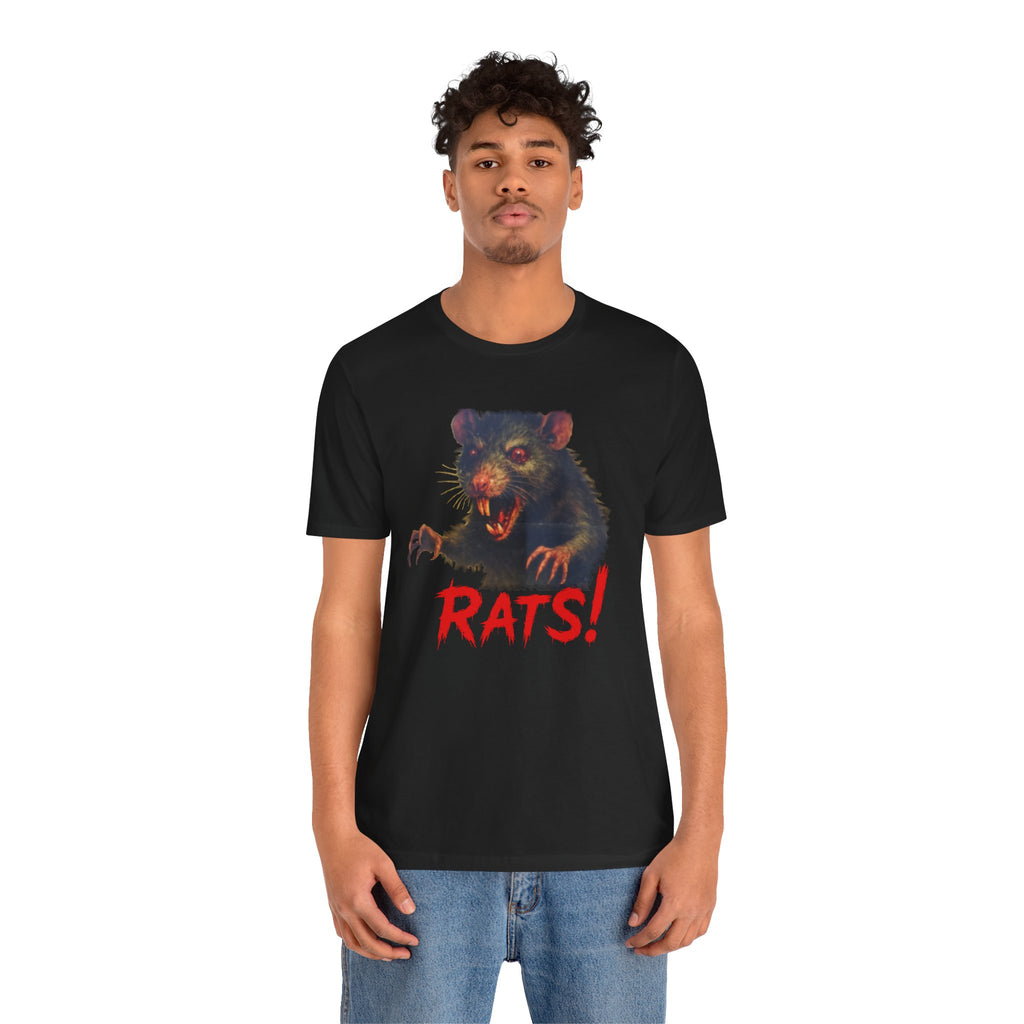 RTS: "RAT" (Fear the Rats! Embrace the Horror! - Back Side) - Unisex Jersey Short Sleeve Lightweight Tee (Black)