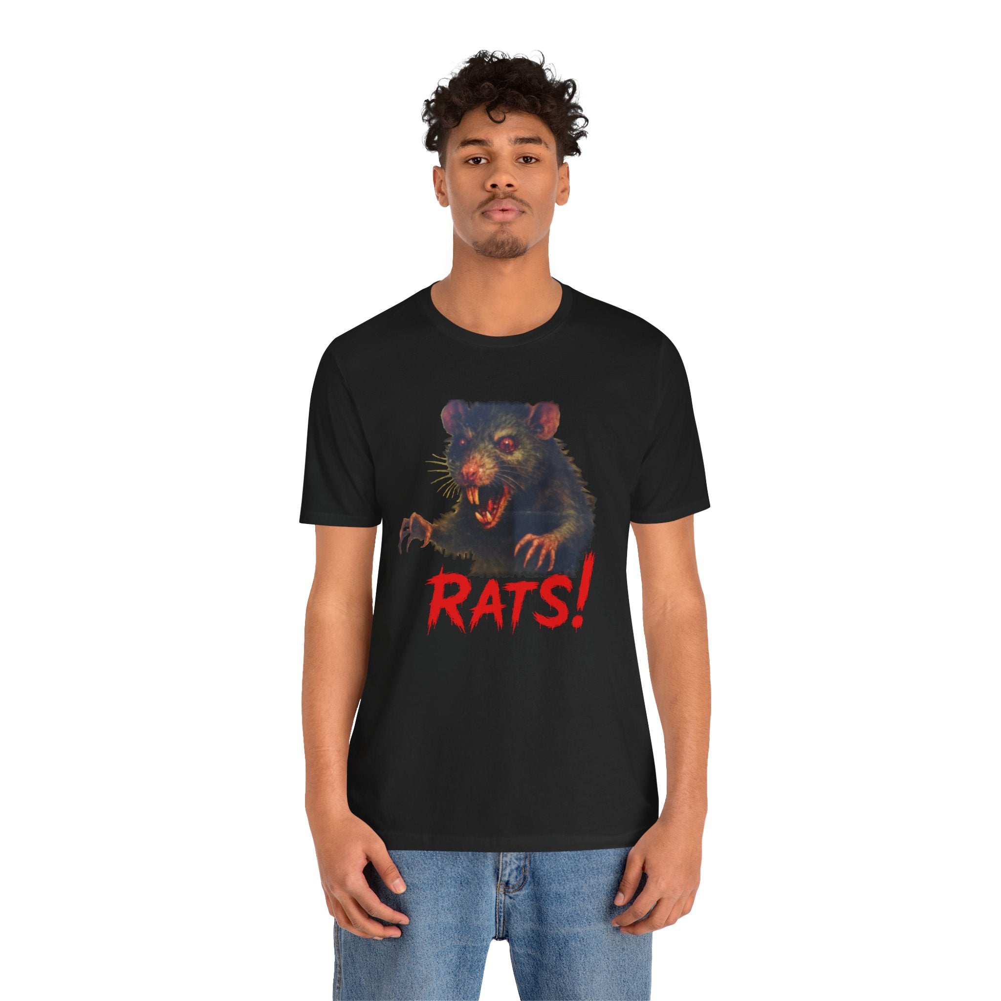 RTS: "RAT" (Fear the Rats! Embrace the Horror! - Back Side) - Unisex Jersey Short Sleeve Lightweight Tee (Black)