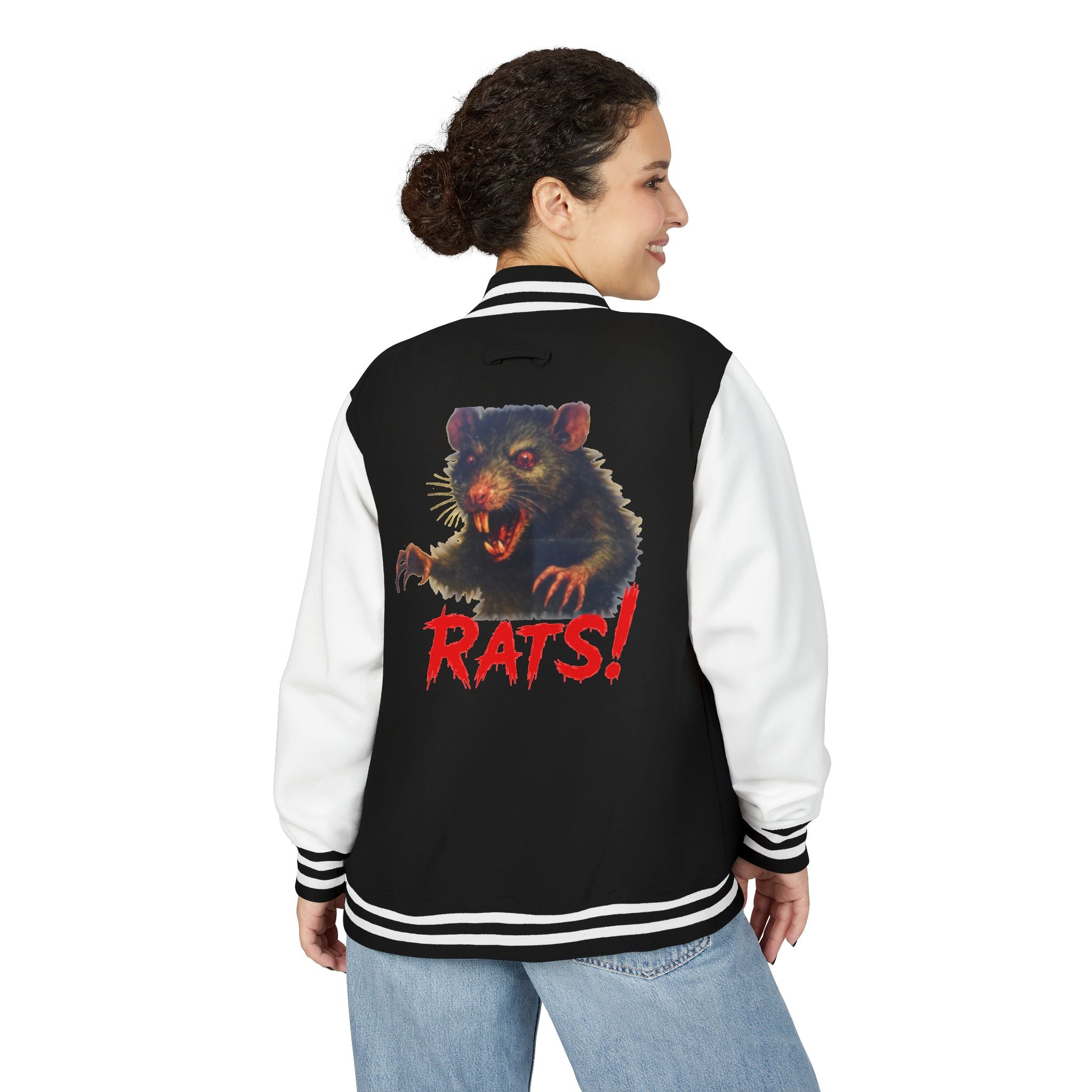 RJK: "RAT" - Unisex Heavyweight Letterman Jacket (Black/White)
