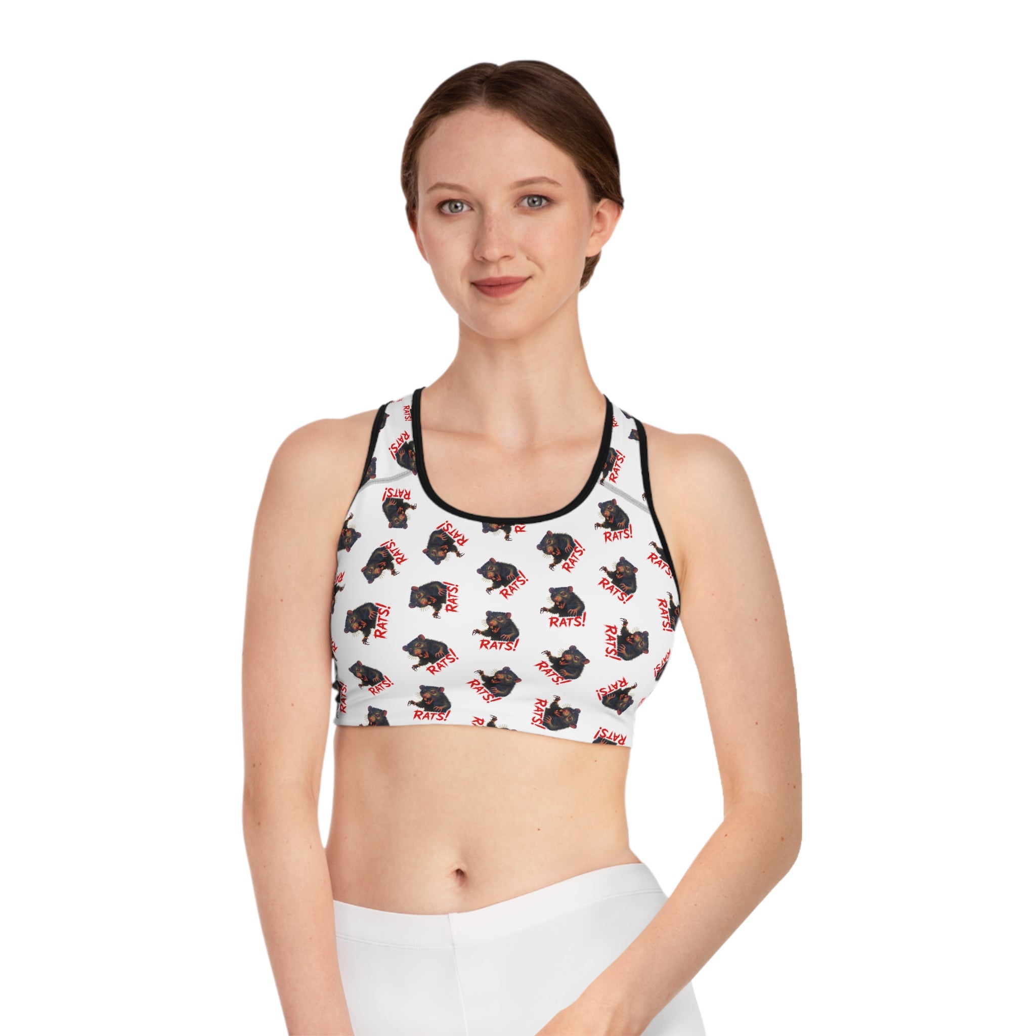 RAW: "RAT" (Multi) - Women's Sports Bra - White