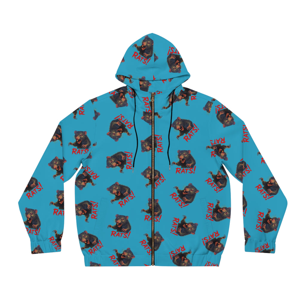 RHD: "RAT" (Multi) - Men's Full-Zip Hoodie - Turquoise