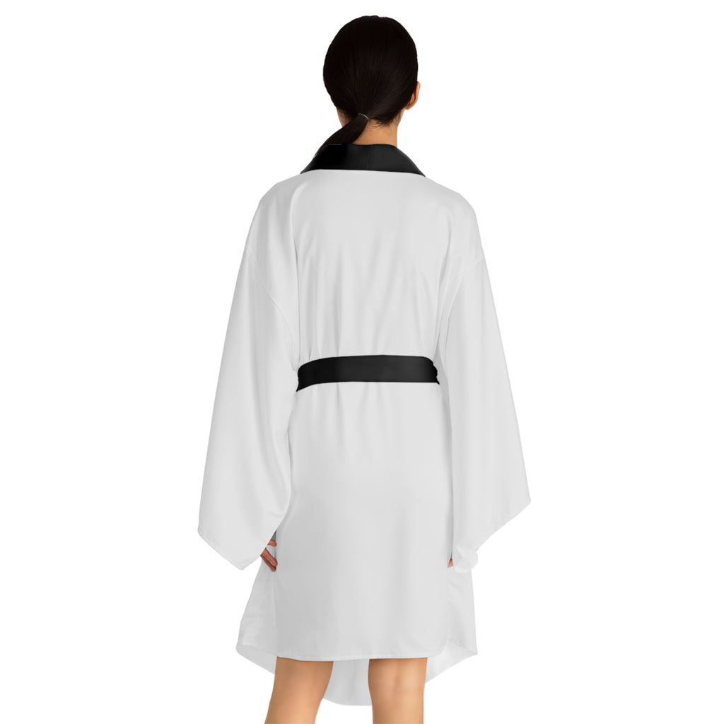 RRB: "RATS!" Movie Title Logo - Long Sleeve Kimono Robe - White with Black Edge & Belt