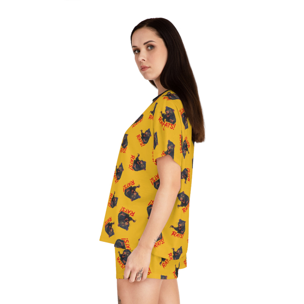 RPJ: "RAT" (Multi) - Women's Short Pajama Set - Yellow