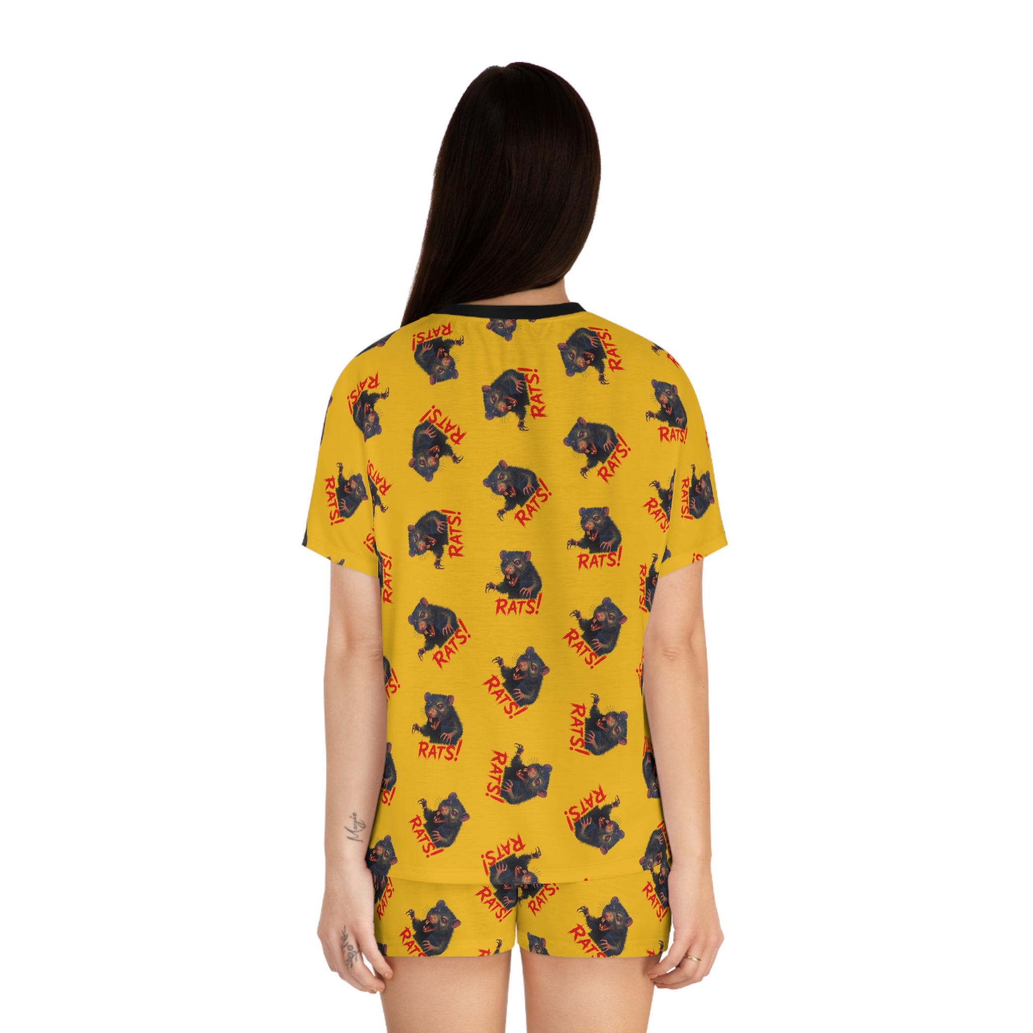 RPJ: "RAT" (Multi) - Women's Short Pajama Set - Yellow