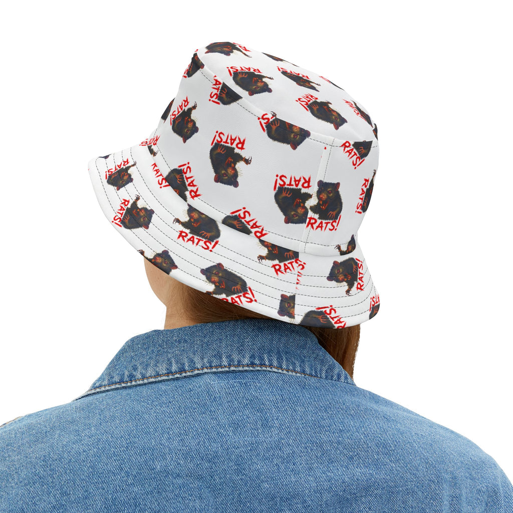 RHT: "RAT" (Multi) - Bucket Hat - White