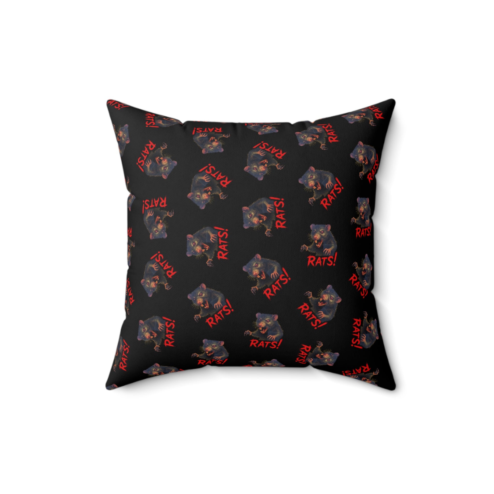 RPW: "RAT" (Multi) - Polyester Throw Pillow - (Black)