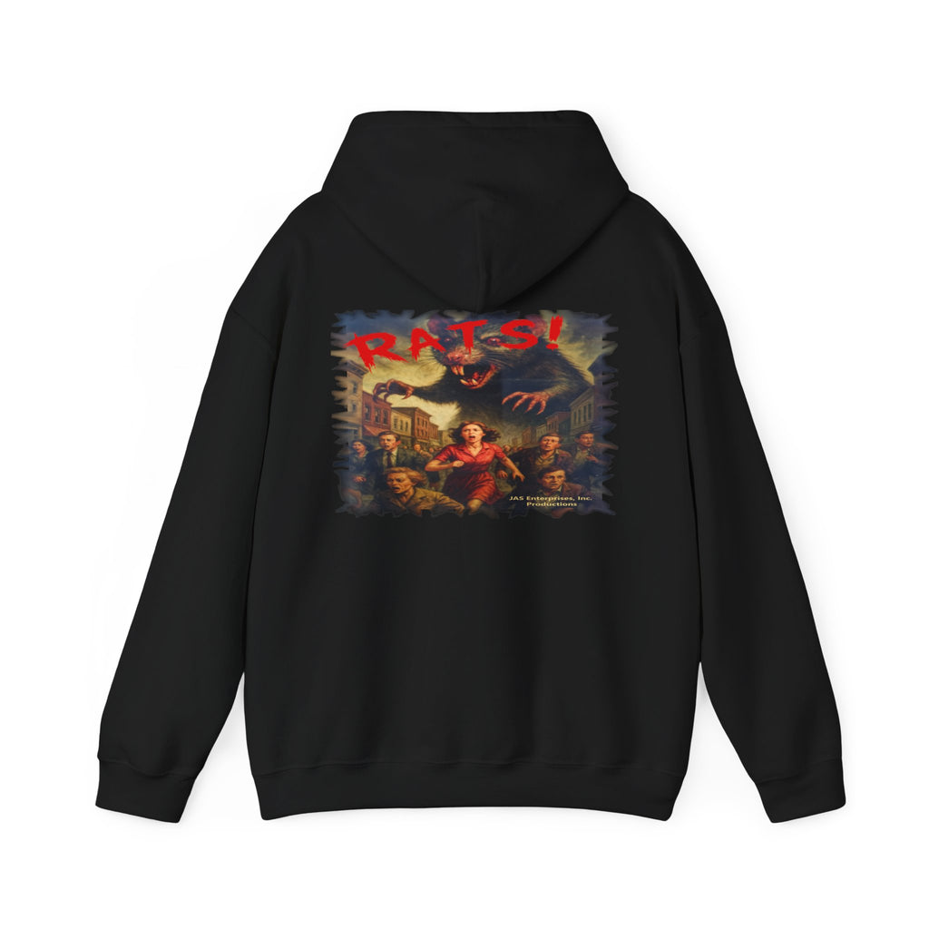 RHD: "Fear the Rats! Embrace the Horror!" Small Logo (RATS! Logo - Back Side) - Unisex Hoodie (Black)