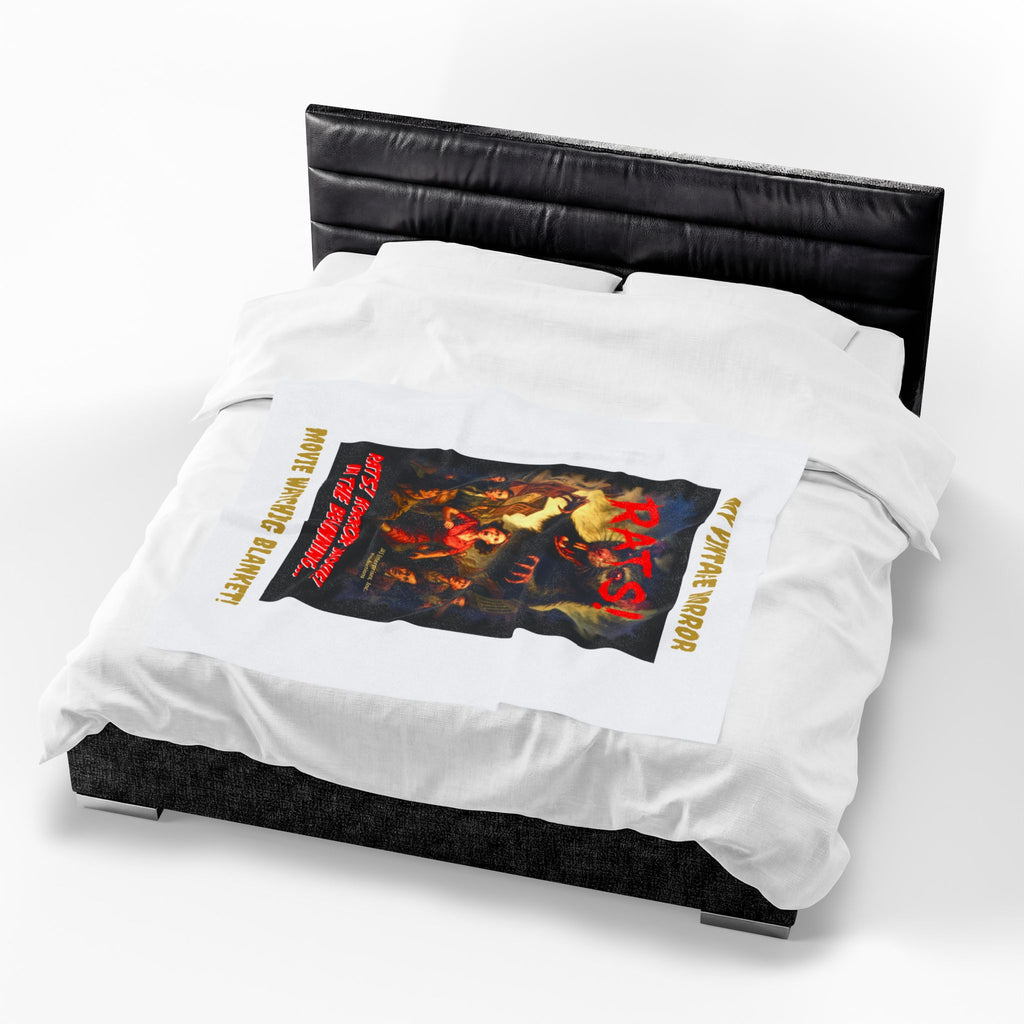 RBL: "RATS!" Movie Title Logo - MY VINTAGE HORROR... (White) - Velveteen Plush Blanket