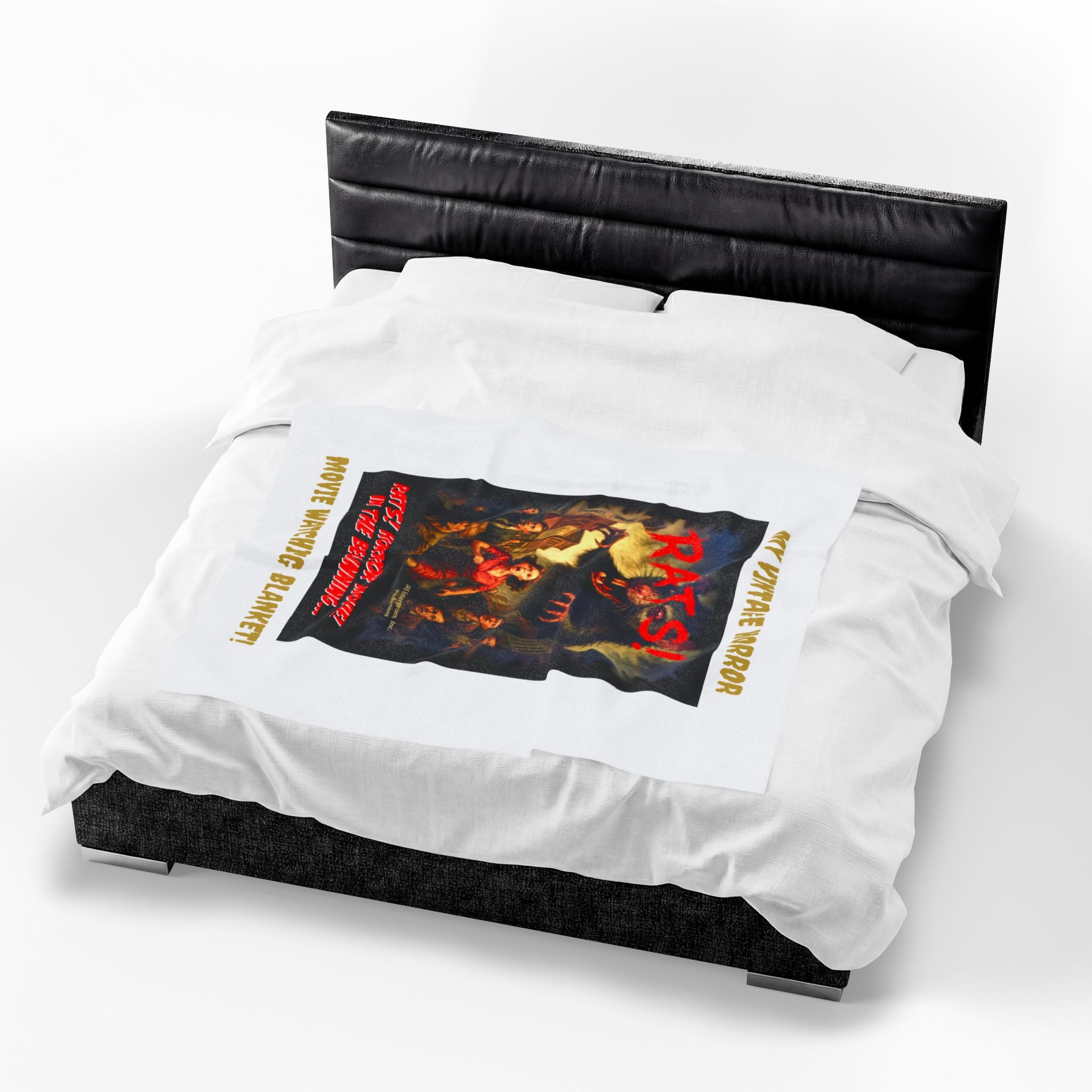 RBL: "RATS!" Movie Title Logo - MY VINTAGE HORROR... (White) - Velveteen Plush Blanket