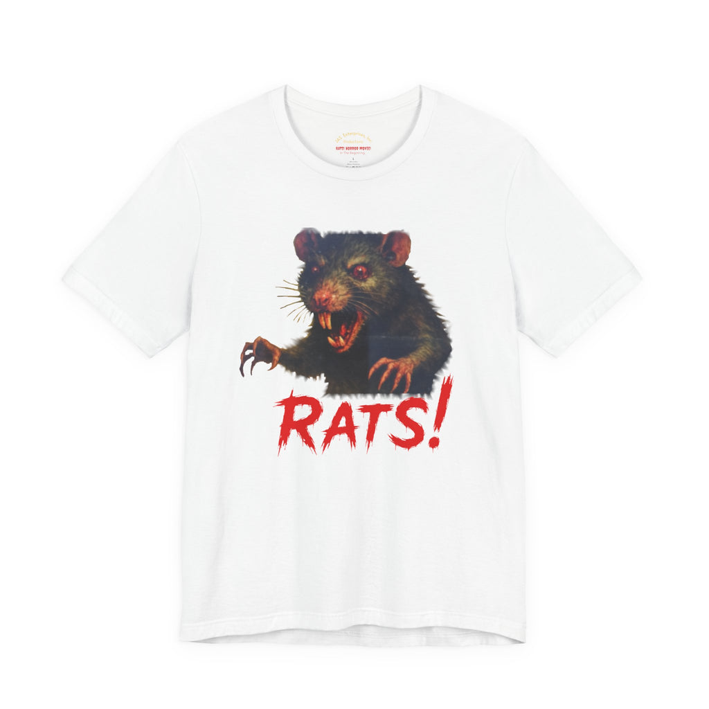 RTS: "RAT" (Fear the Rats! Embrace the Horror! - Back Side) - Unisex Jersey Short Sleeve Lightweight Tee (White)