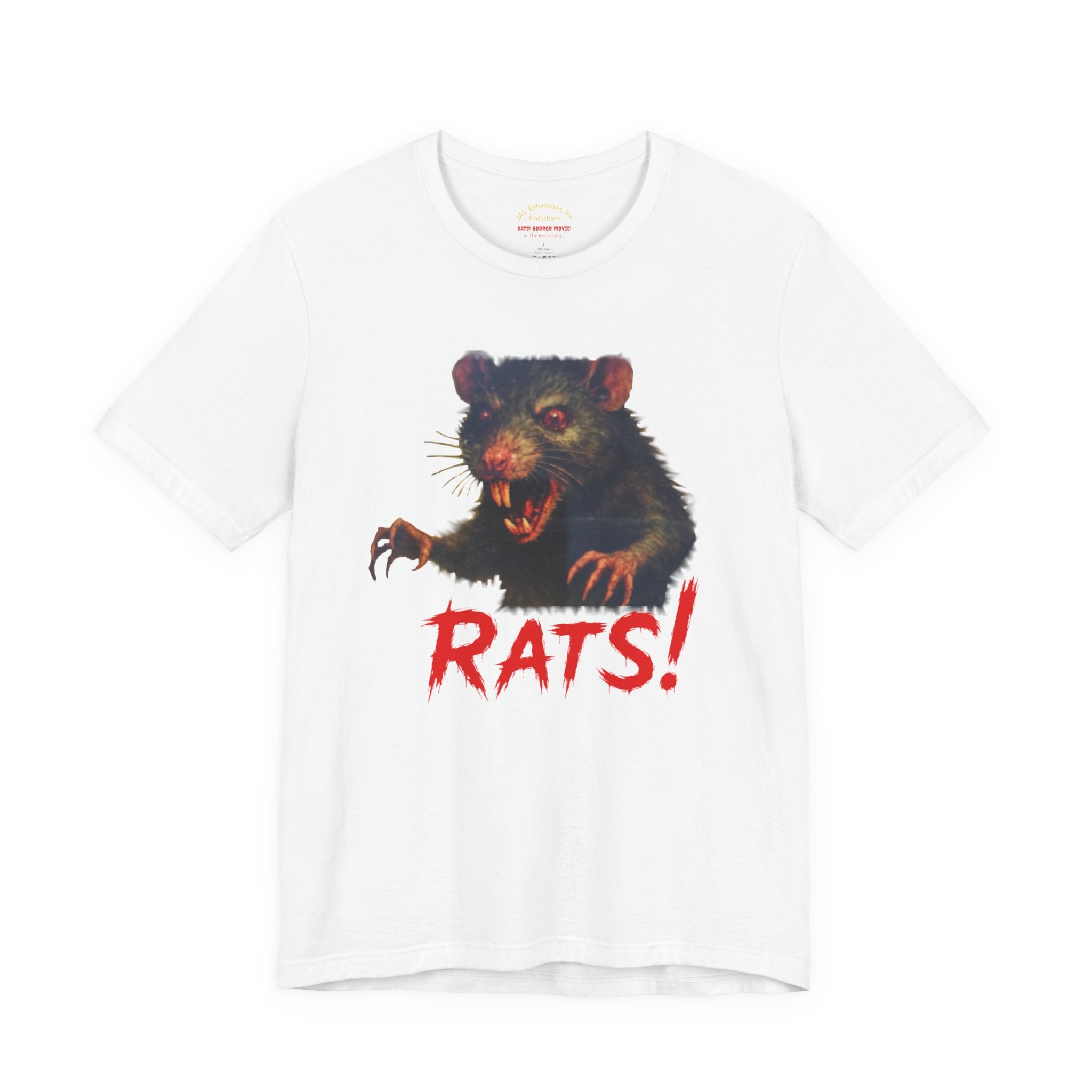 RTS: "RAT" (Fear the Rats! Embrace the Horror! - Back Side) - Unisex Jersey Short Sleeve Lightweight Tee (White)