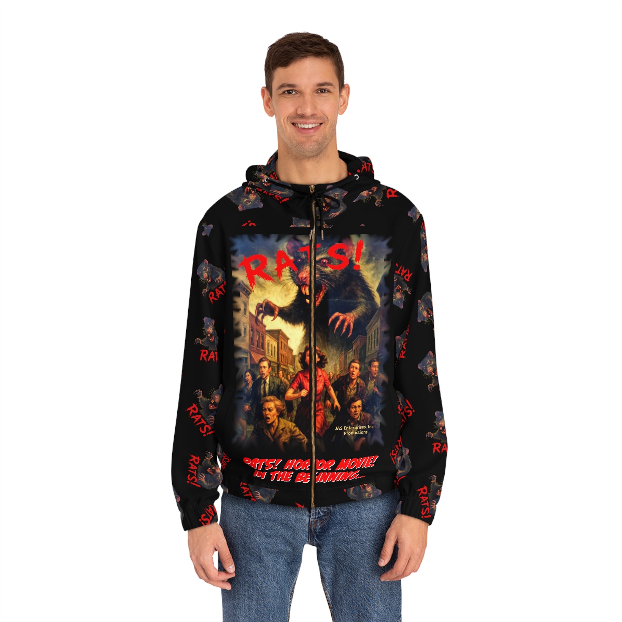 RHD: "RAT" (Multi) - Movie Title Logo - Men's Full-Zip Hoodie - Black