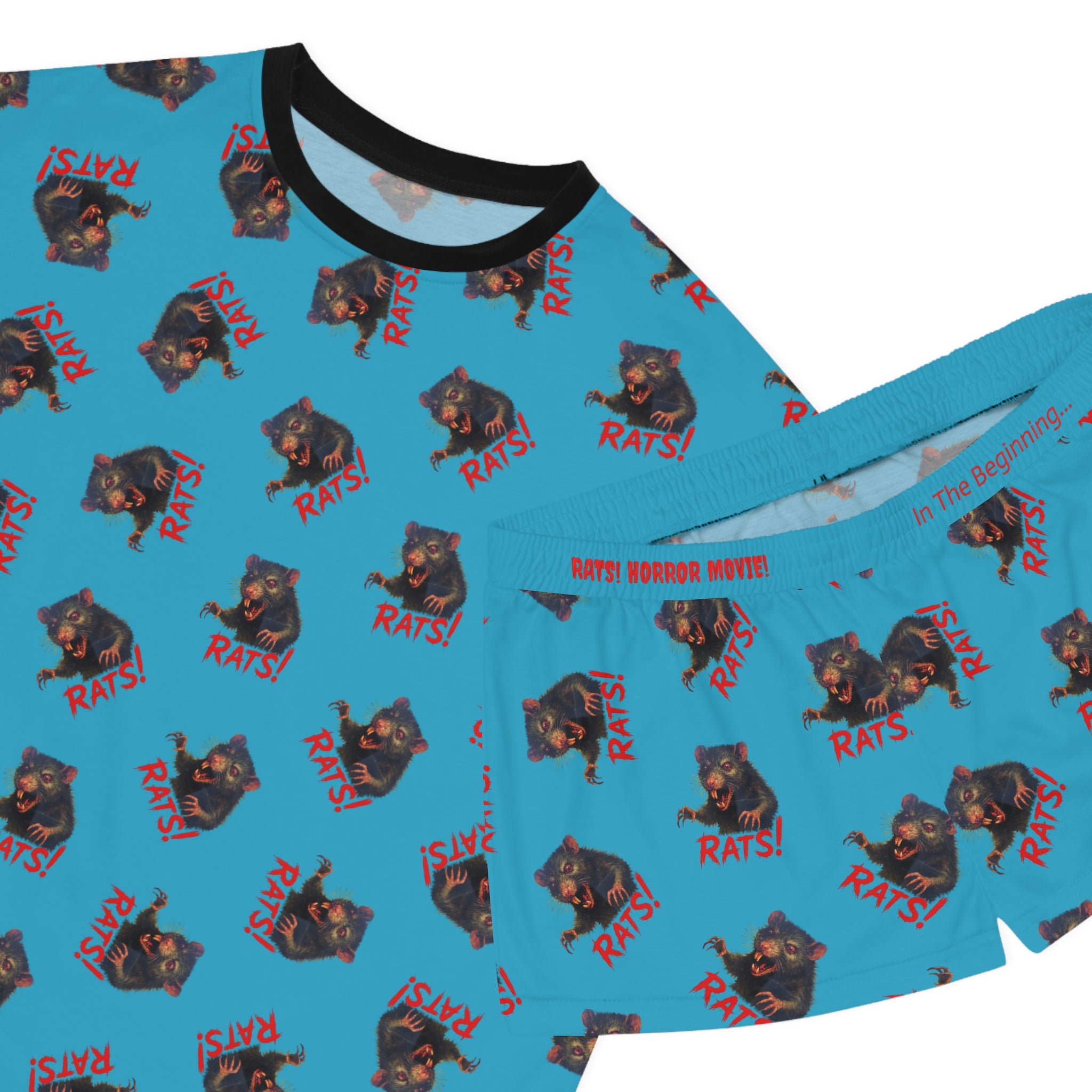 RPJ: "RAT" (Multi) - Women's Short Pajama Set - Turquoise