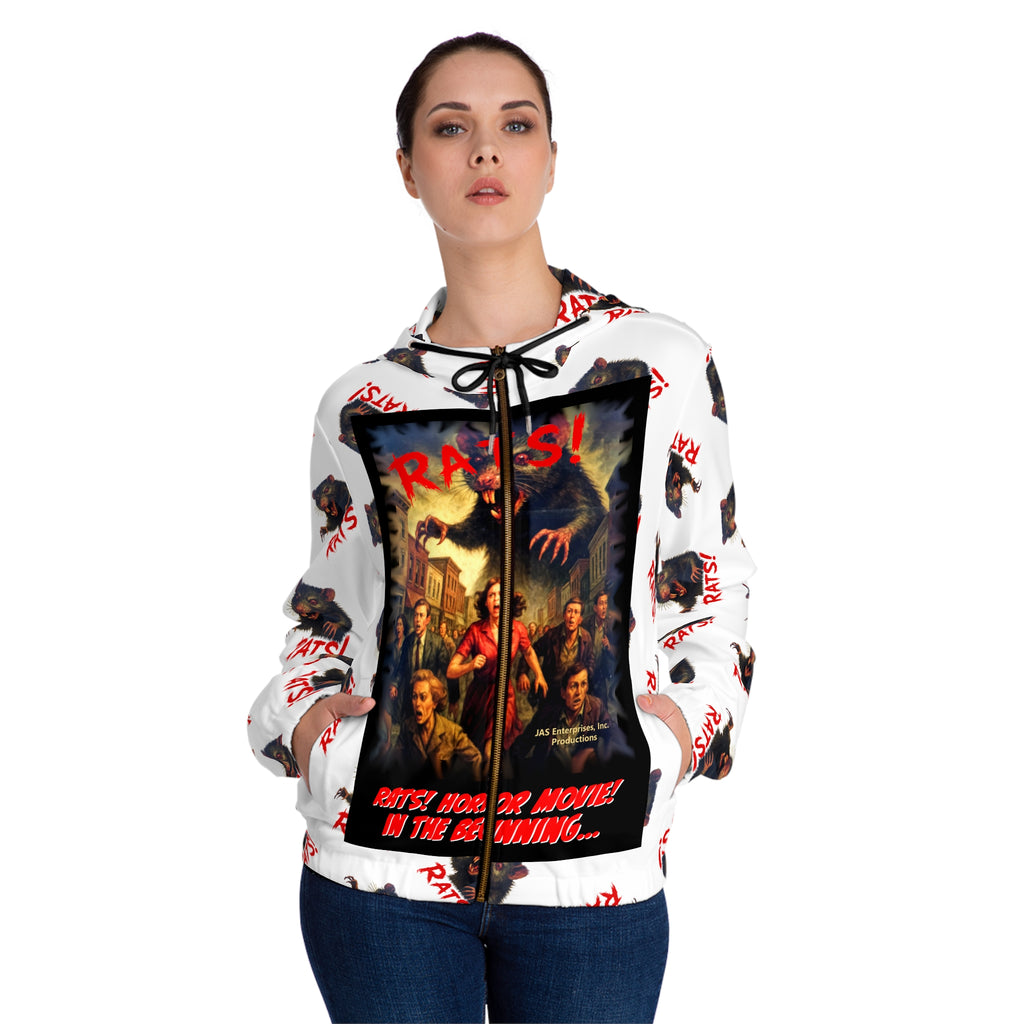 RHD: "RAT" (Multi) - Movie Title Logo - Women’s Full-Zip Hoodie - White