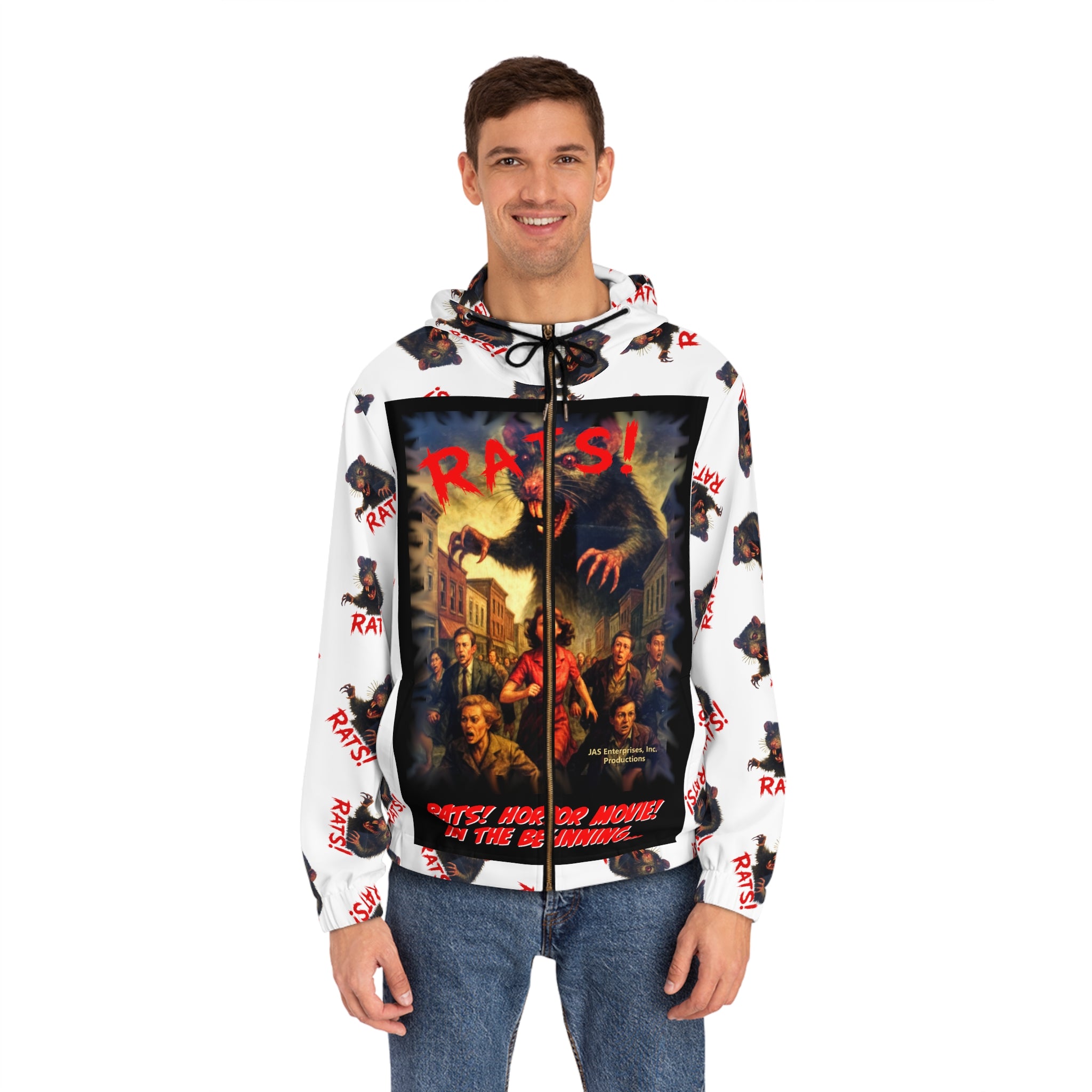 RHD: "RAT" (Multi) - Movie Title Logo - Men's Full-Zip Hoodie - White