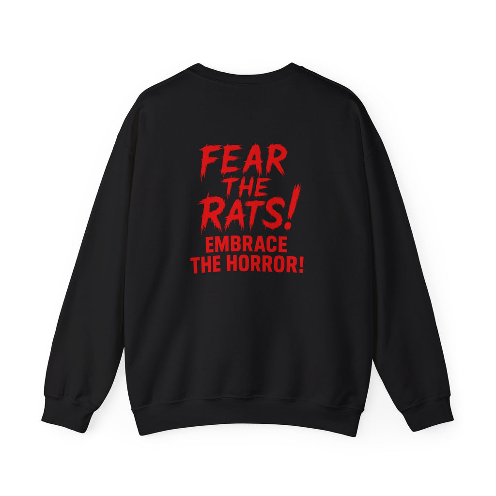 RSS: "RAT" (Fear the Rats! Embrace the Horror! - Back Side) - Unisex Crewneck Sweatshirt (Black)