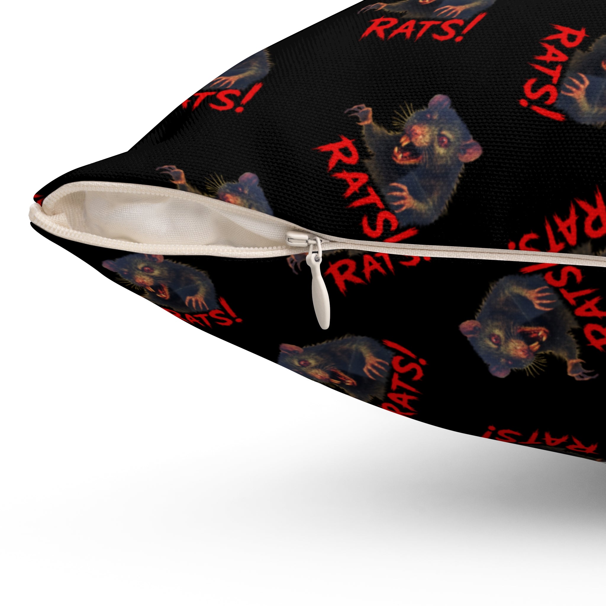 RPW: "RAT" (Multi) - Polyester Throw Pillow - (Black)