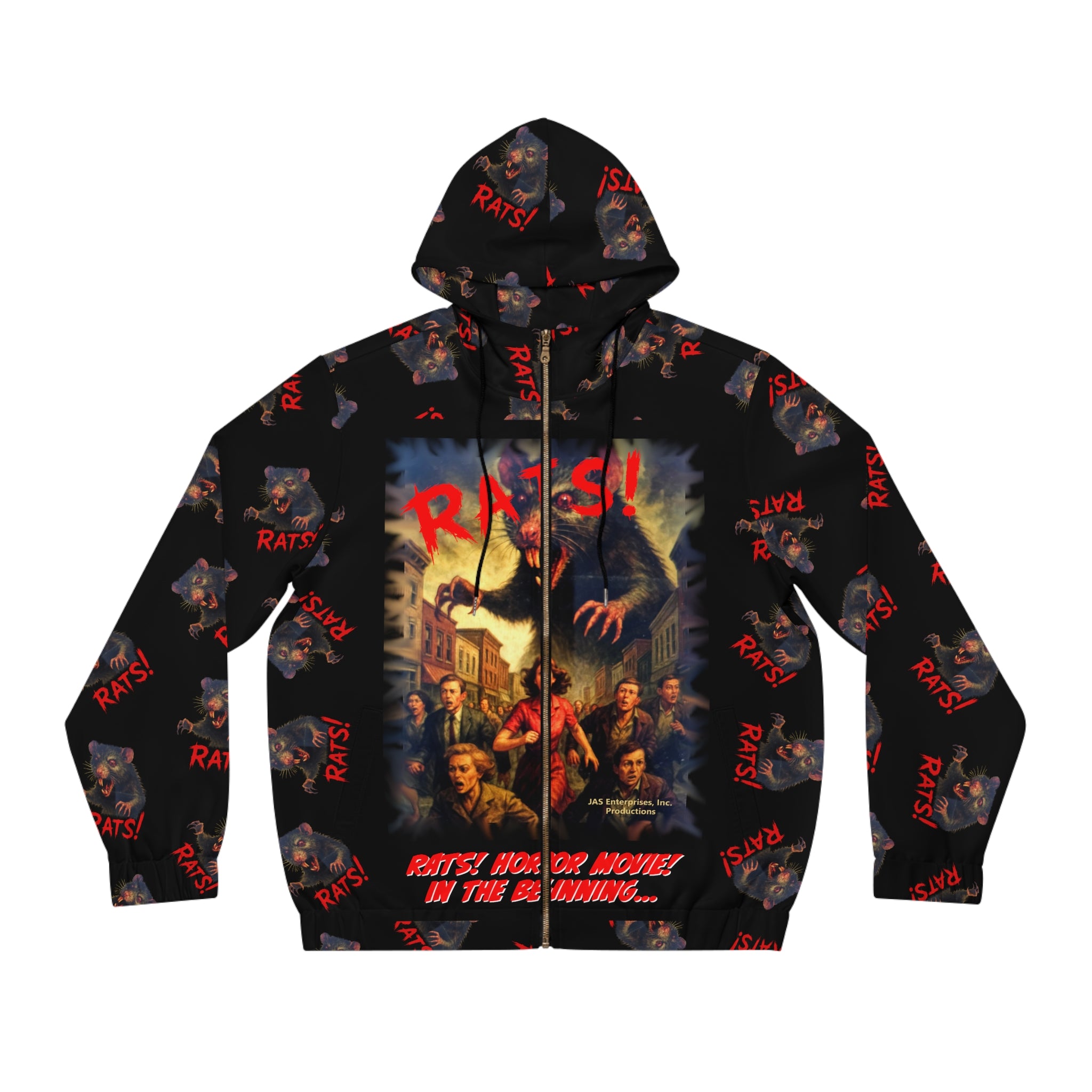 RHD: "RAT" (Multi) - Movie Title Logo - Men's Full-Zip Hoodie - Black