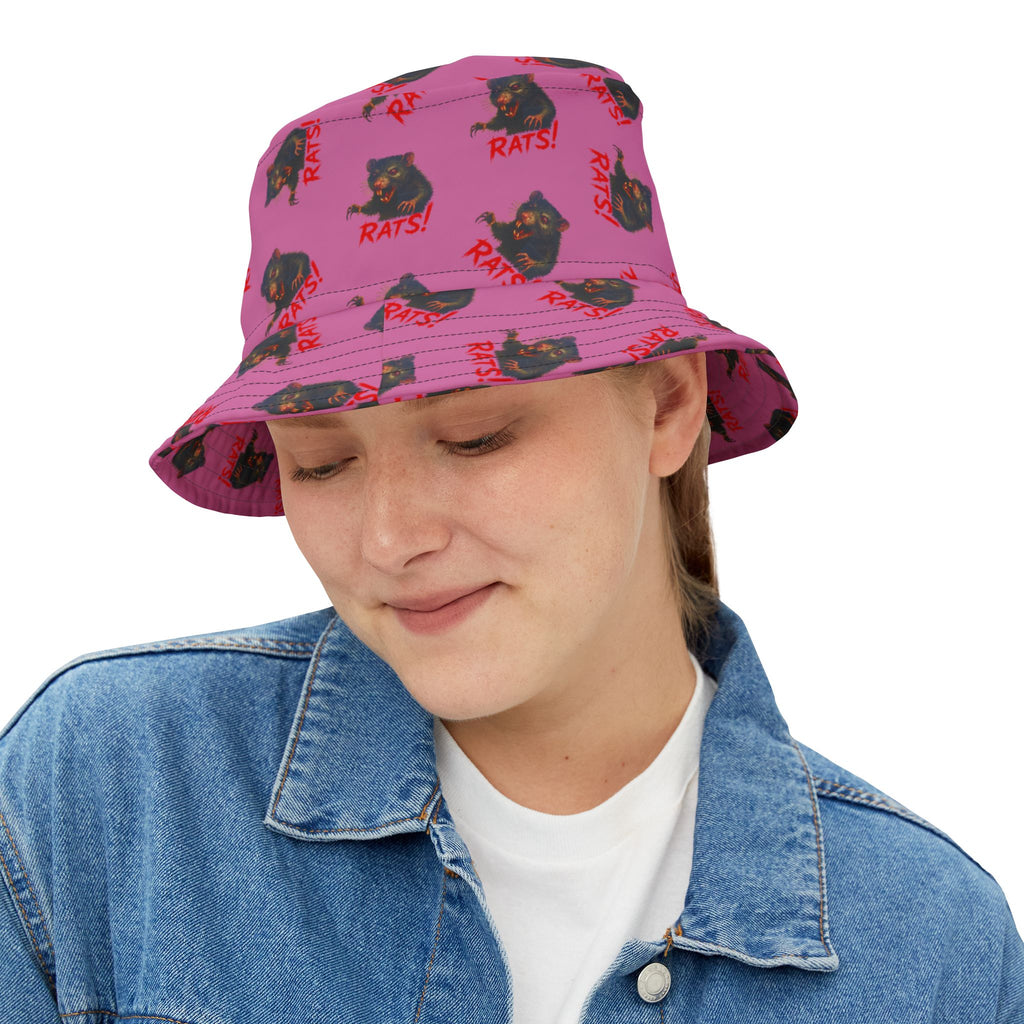RHT: "RAT" (Multi) - Bucket Hat - Pink