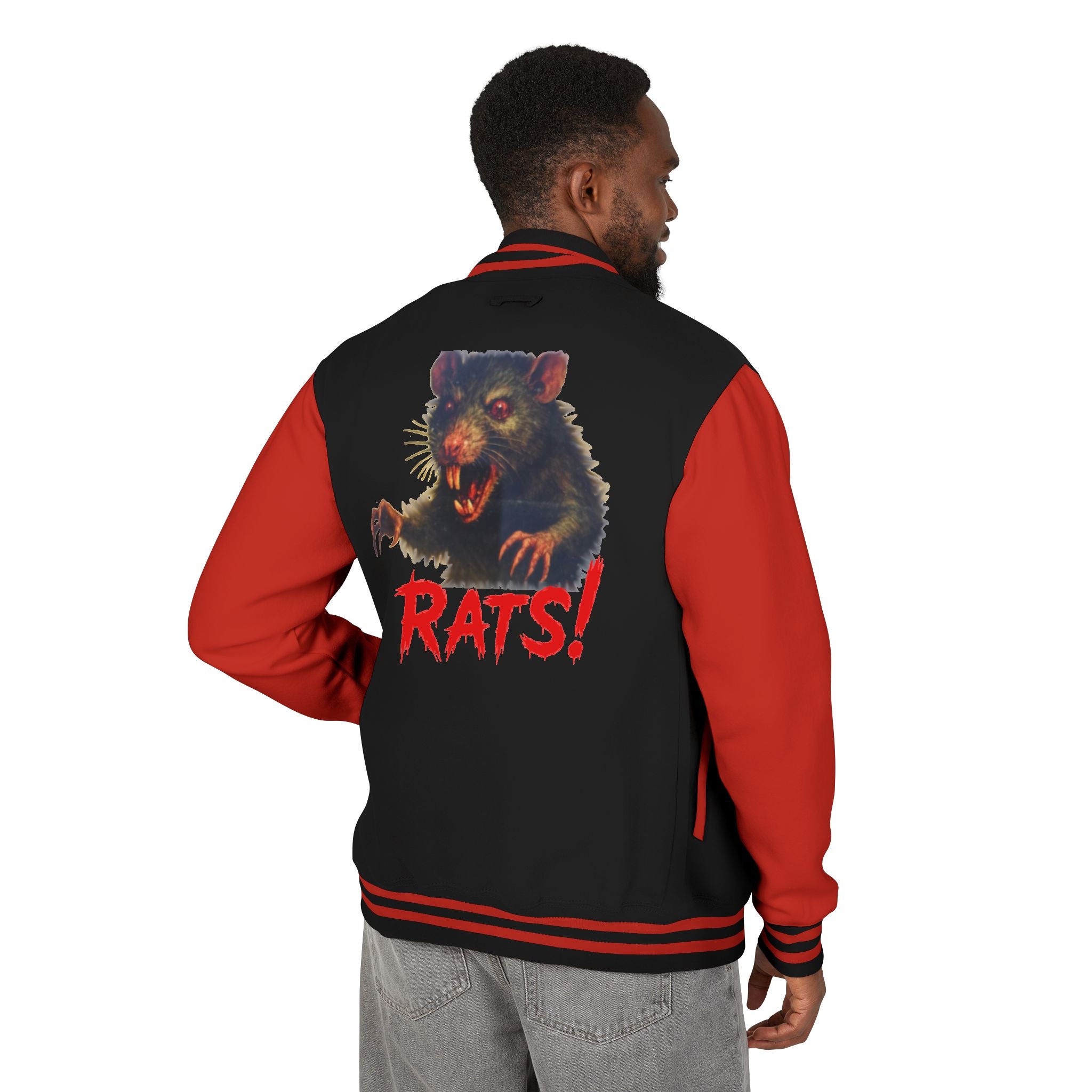 RJK: "RAT" - Unisex Heavyweight Letterman Jacket (Black/Red)
