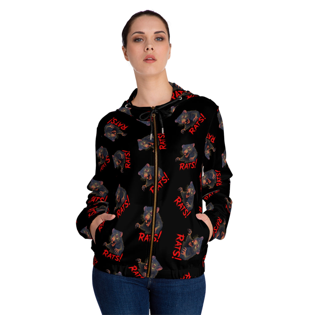 RHD: "RAT" (Multi) - Women’s Full-Zip Hoodie - Black