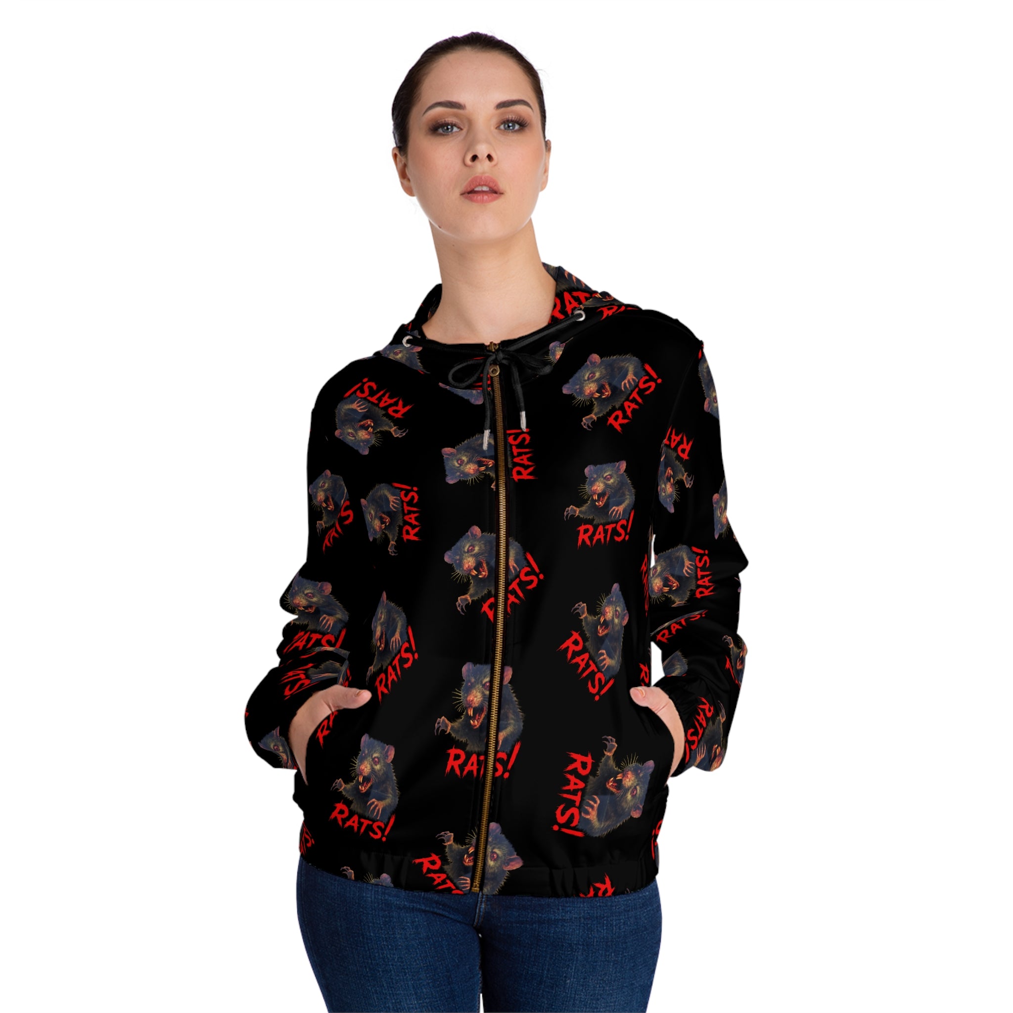 RHD: "RAT" (Multi) - Women’s Full-Zip Hoodie - Black