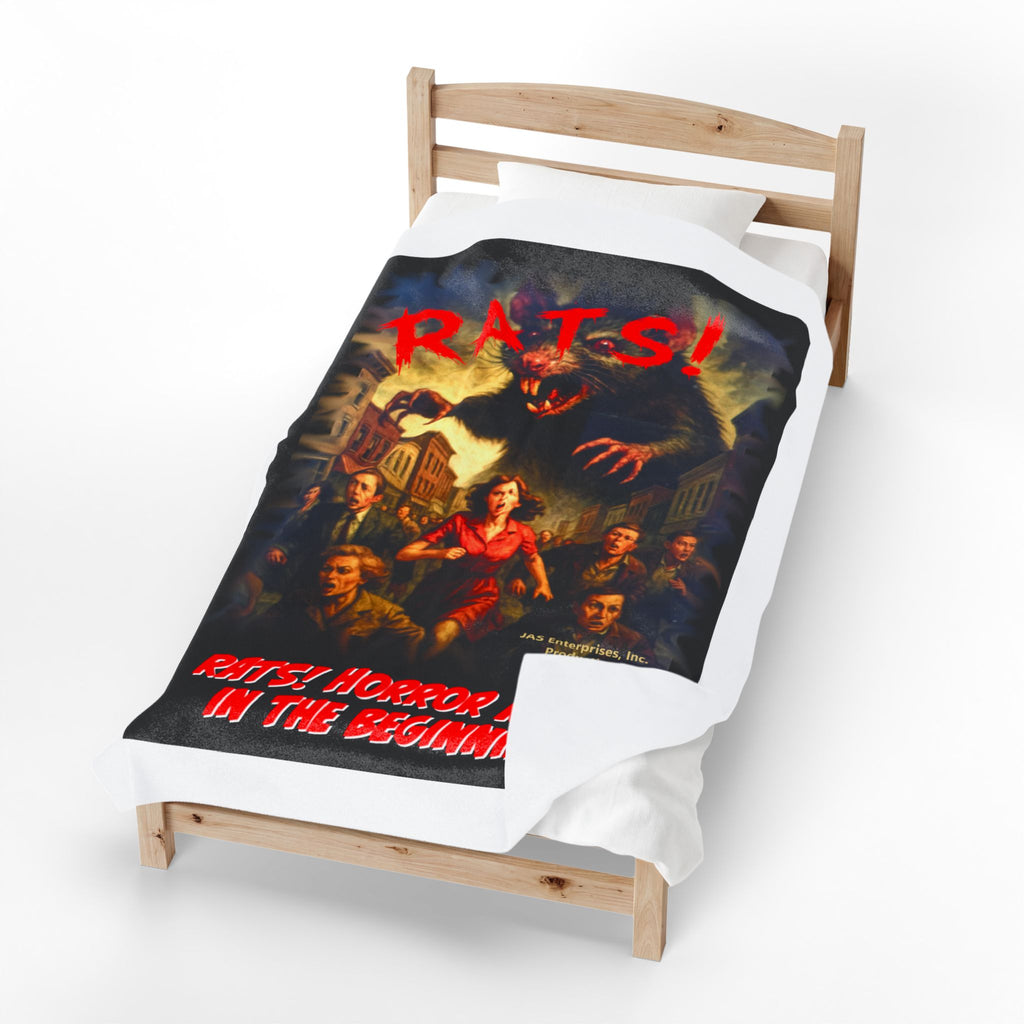 RBL: "RATS!" Movie Title Logo - (White) - Velveteen Plush Blanket